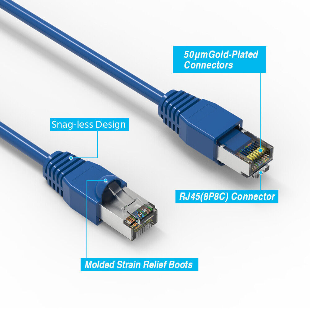 CommScope CS34P Shielded 50-350'FT CAT6 Ethernet network Copper Blue cable 23AWG