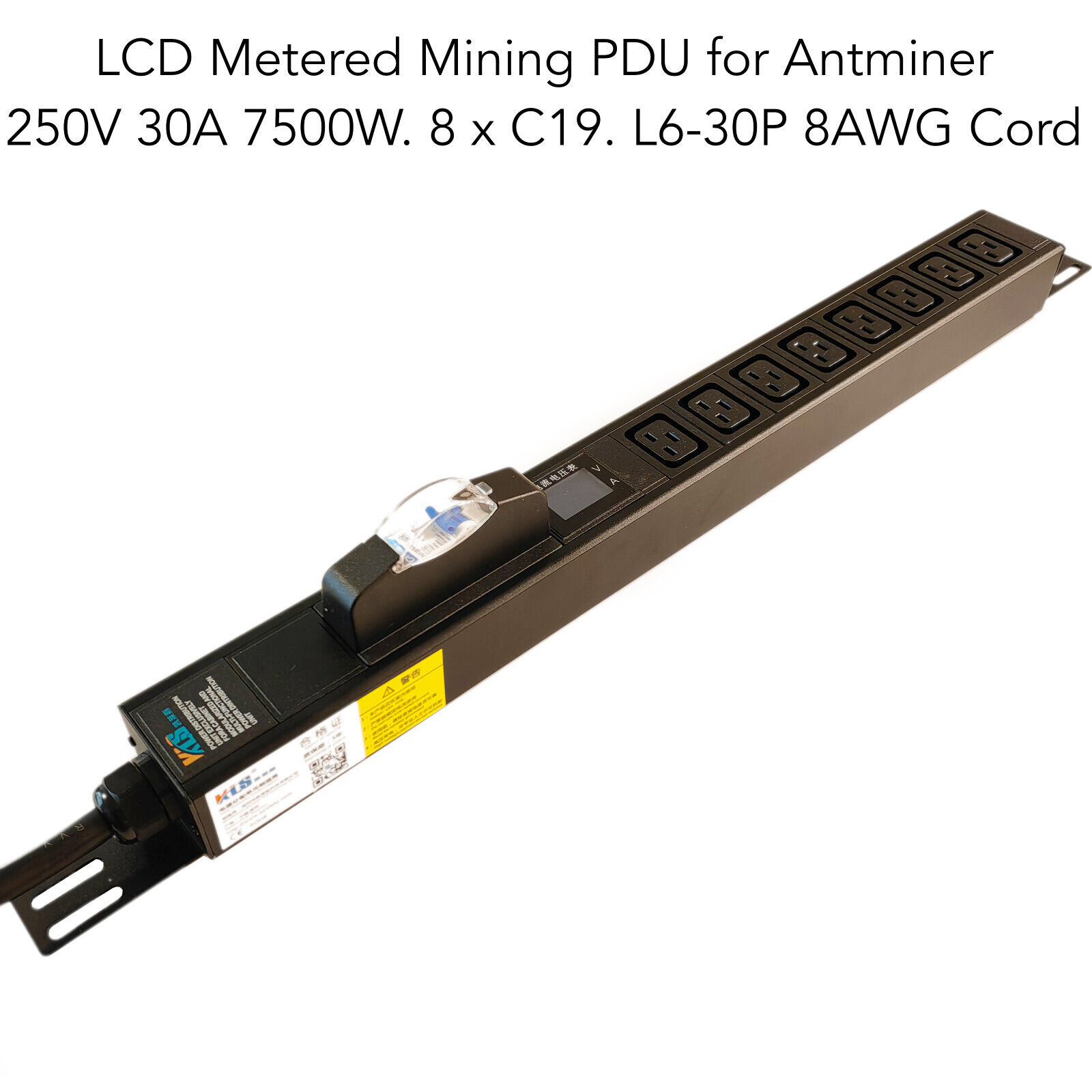 240V Rackmount PDU for mining Server power splitter L6-30P 30 amp to 8x IEC C19