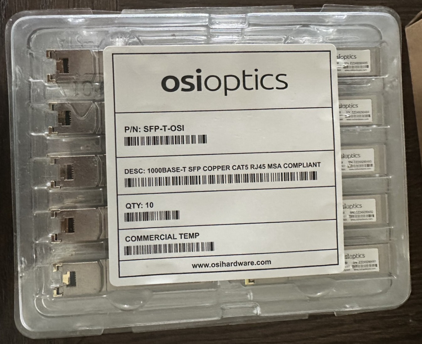 Lot of 10 OSIOptics 1000BASE-T SFP RJ45 Module SFP-T-OSI 1G Copper Transceiver