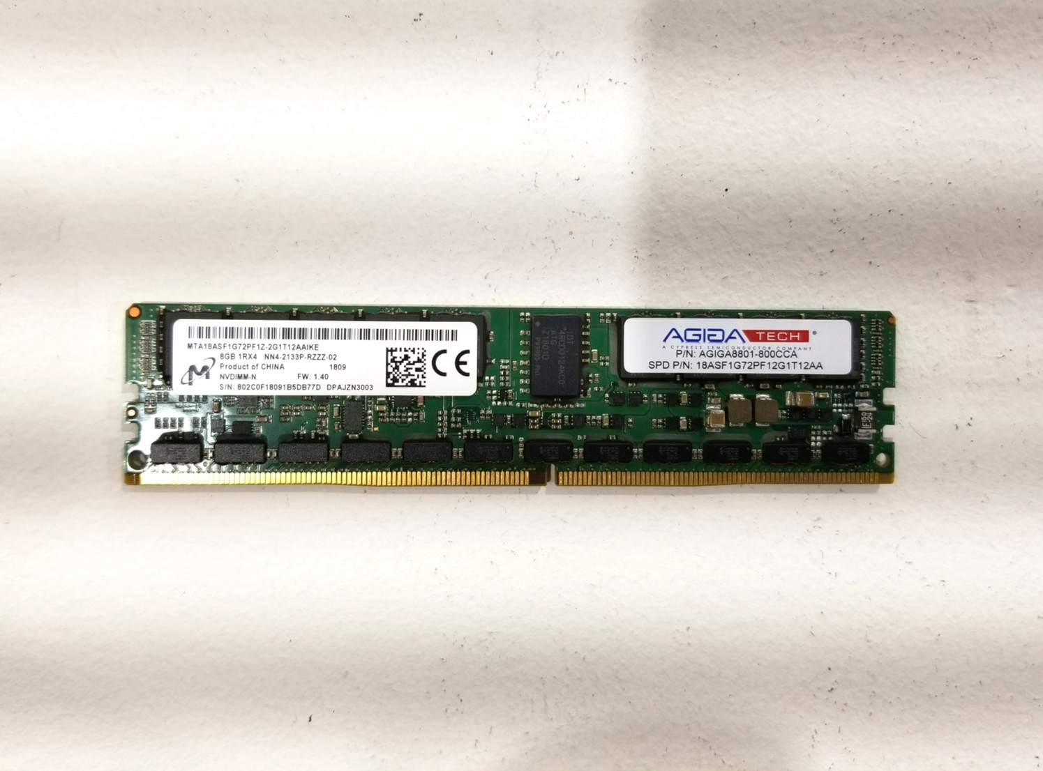 Micron 8GB 1Rx4 NN4-2133P-RZZZ-02 NVRAM Server P/N: MTA18ASF1G72PF1Z-2G1T12AAIKE