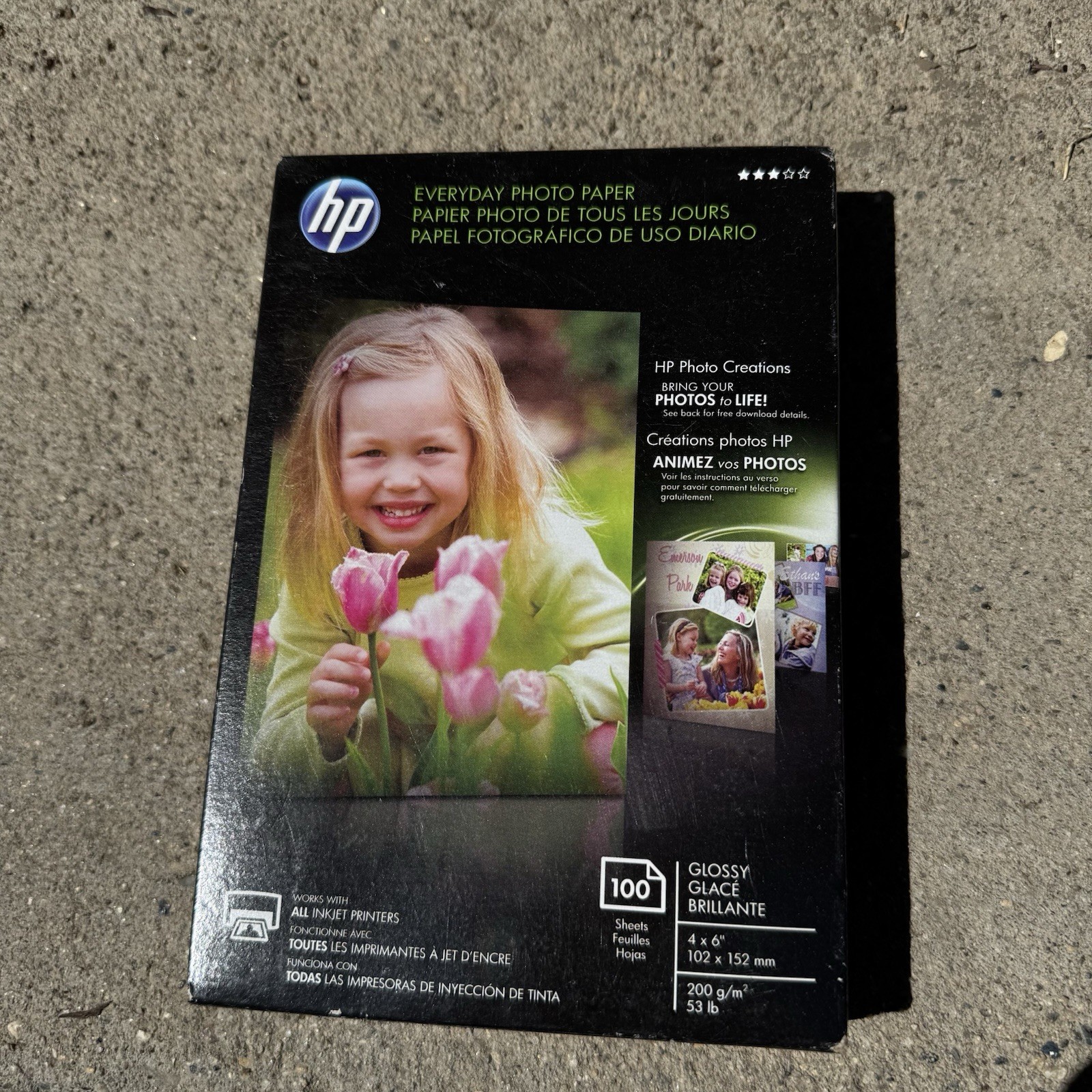 HP PHOTO CREATIONS Everyday Photo Paper 100 Sheets 4x6 Glossy Q5440A Sealed NEW