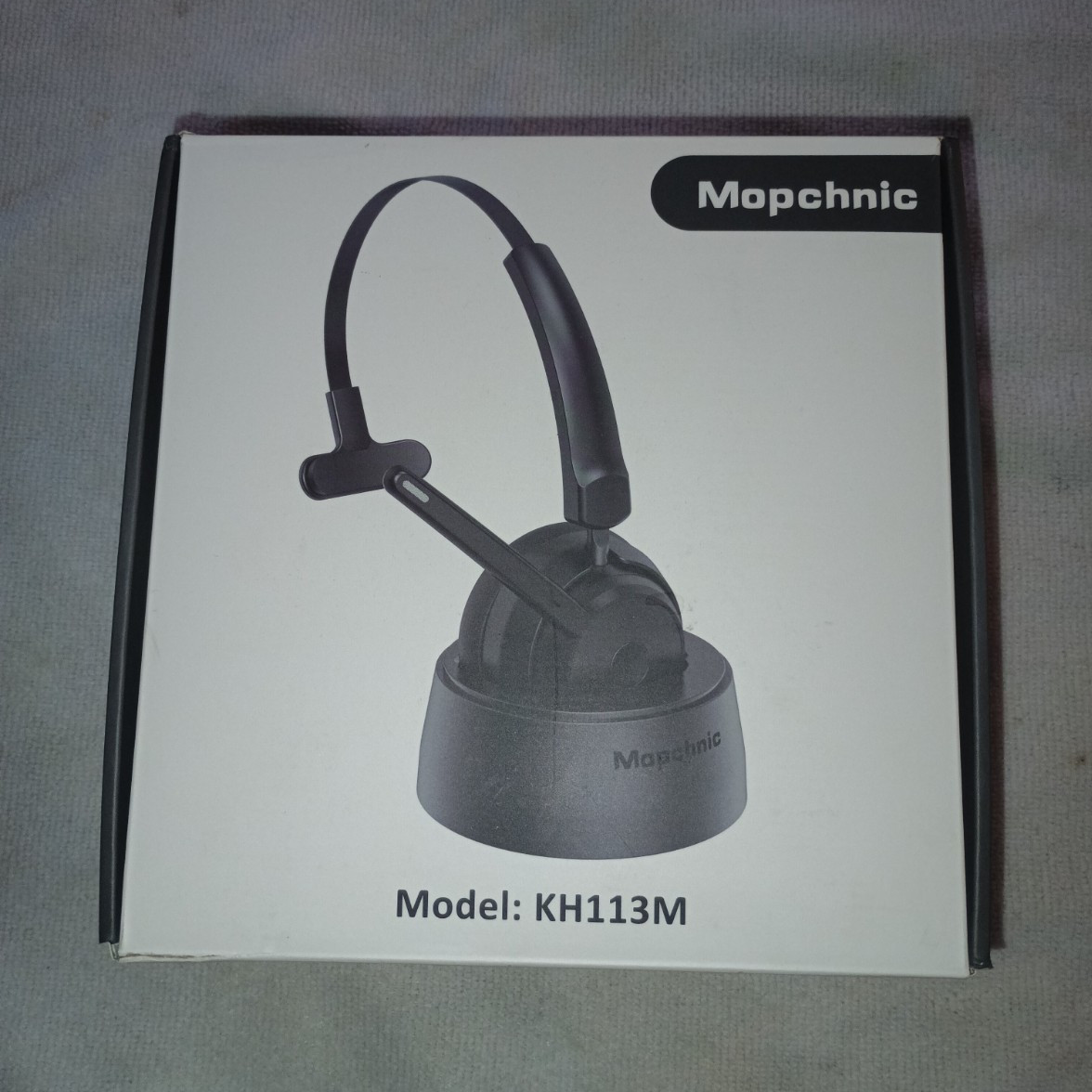 Mopchnic KH113M Bluetooth Single-Ear Headset Boom Mic Charging Base USB Black
