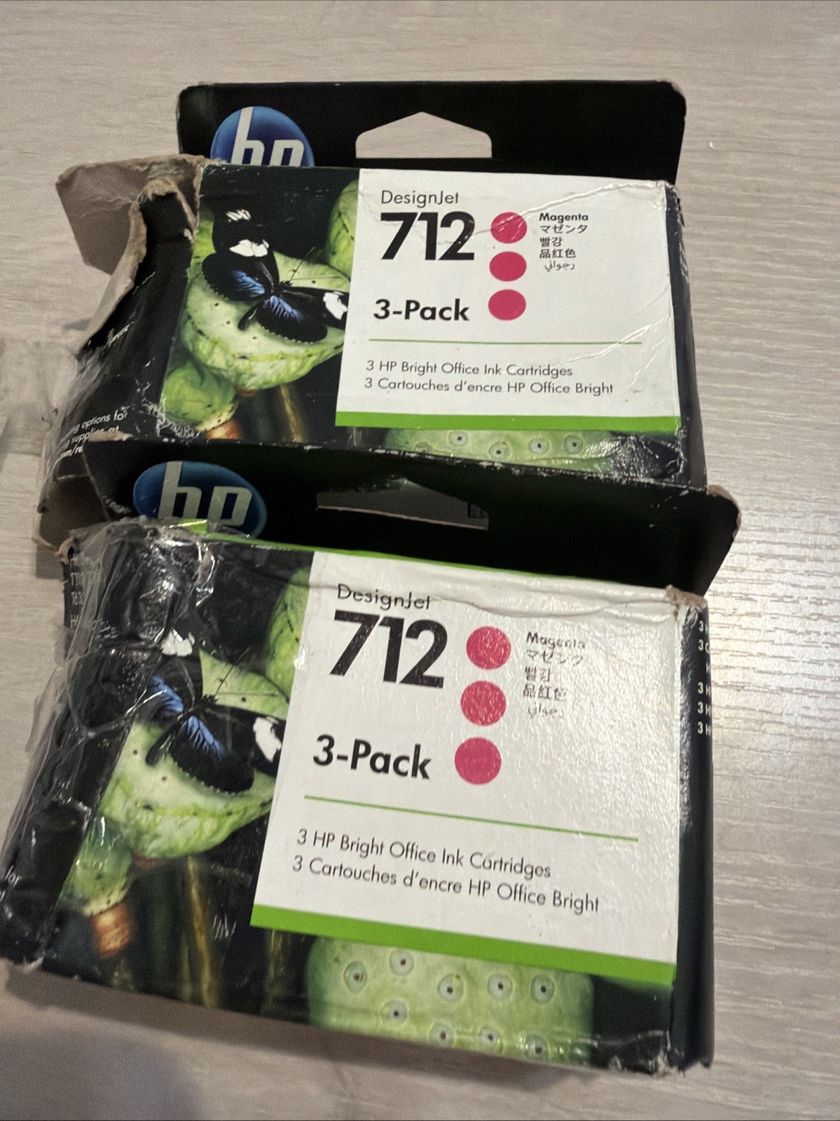 Lot Of Two HP 712 3-pack 29-ml Magenta DesignJet Ink Cartridge, 3ED78A Untested