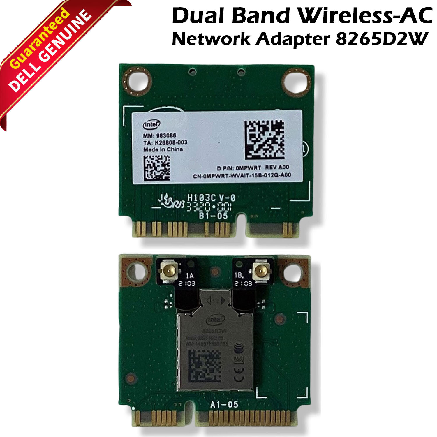 Intel Dell MPWRT 802.11ac Dual Band 2x2 8265D2W Wi-Fi and Bluetooth Network Card