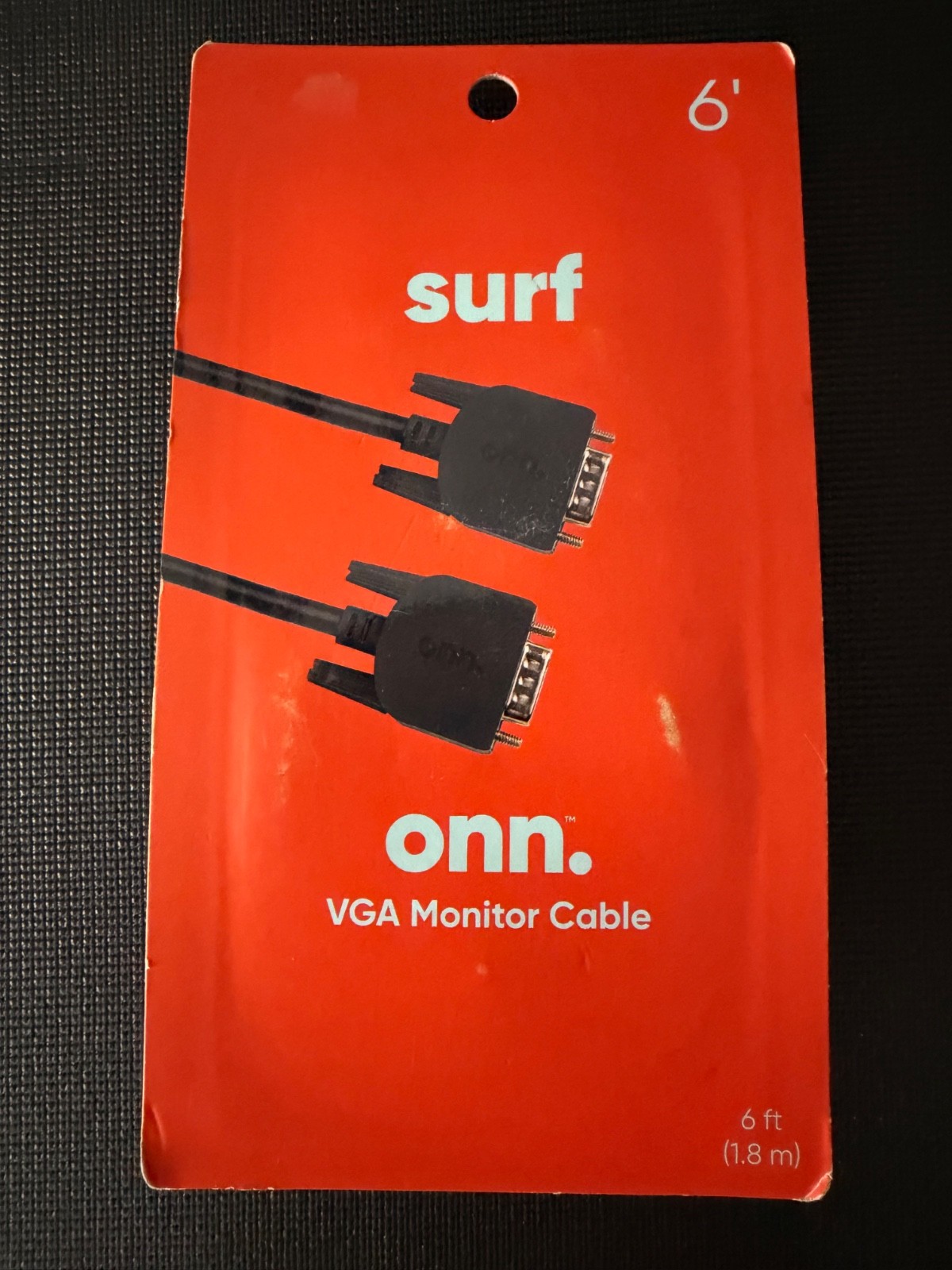 Surf Onn. VGA/SVGA Monitor Cable 6 ft Black VGA D-Sub Male to Male 1080p
