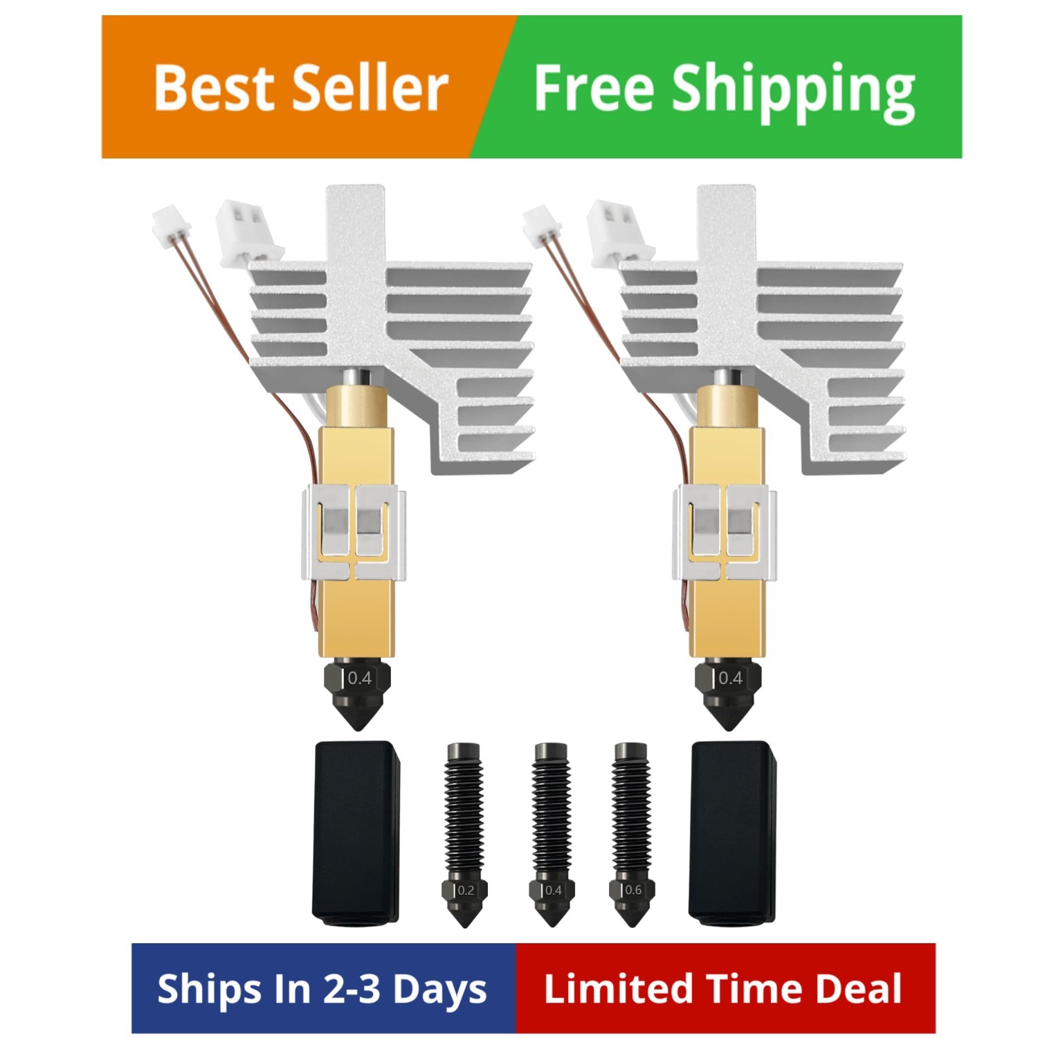 2PK 0.4MM CC2 Hardened Steel Ceramic Hotend for Centauri Carbon 2/CC2 Print H...