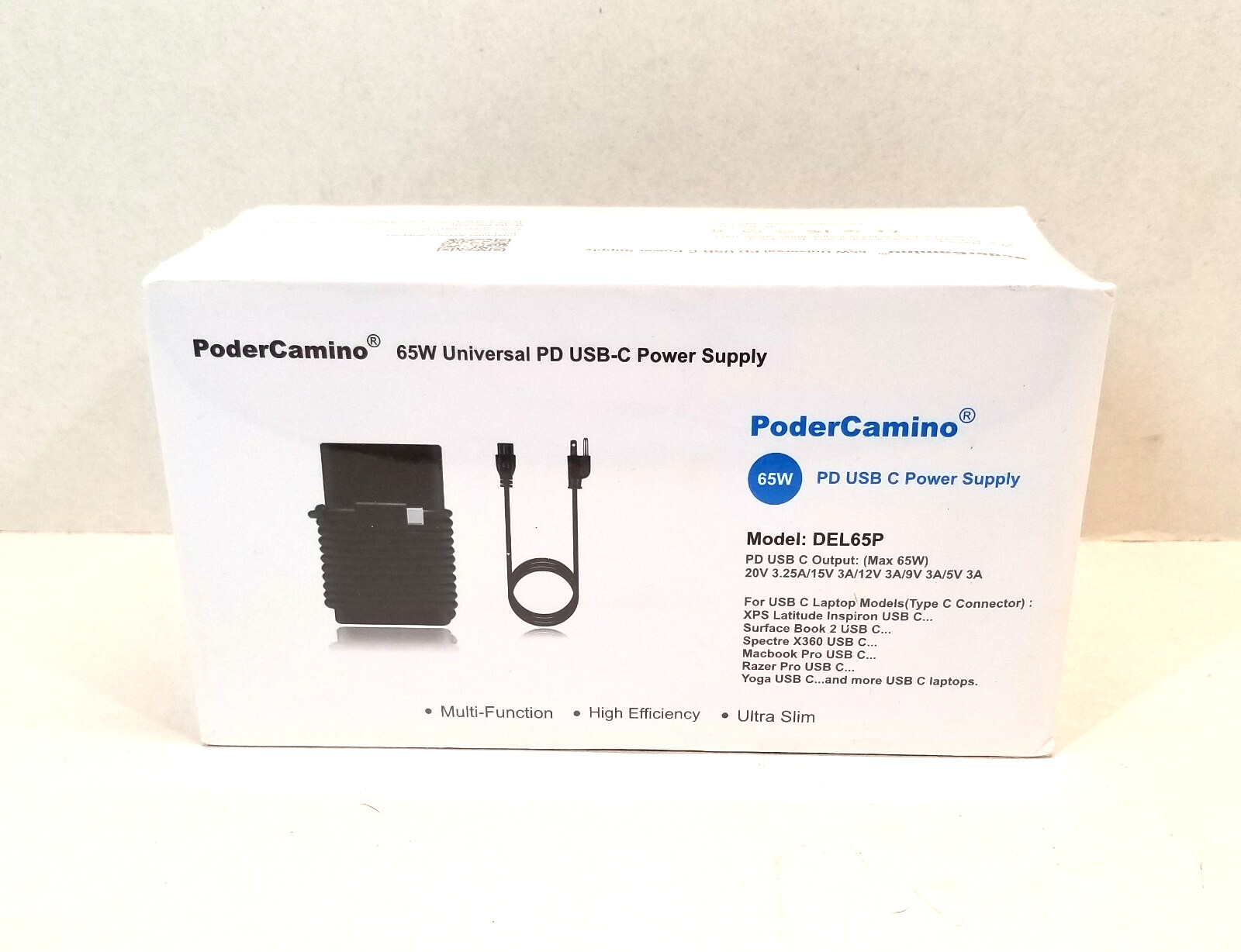 PoderCamino 65w Universal PD USB-C Power Supply DEL65P  SEALED NIB