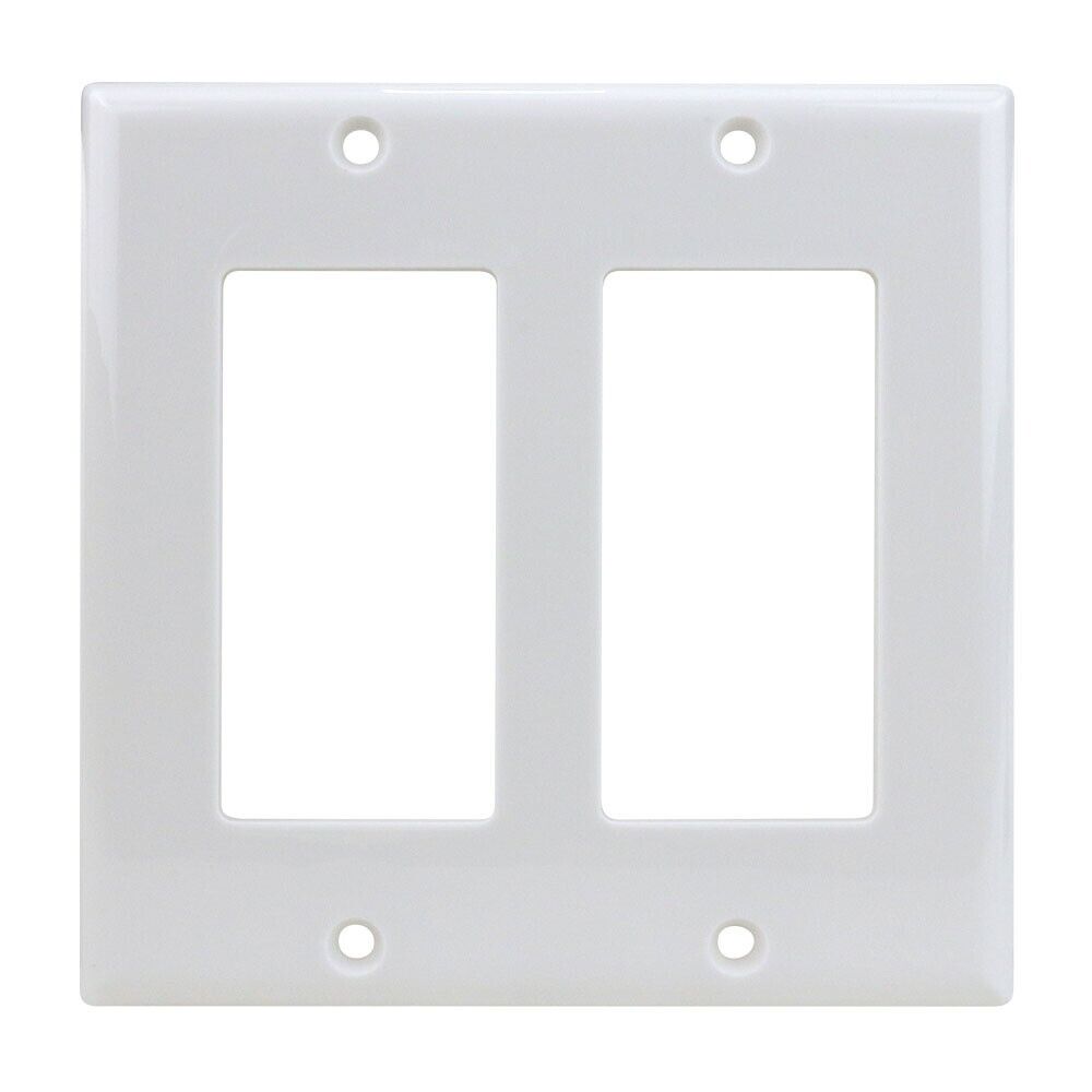 Construct Pro Decorative Double Gang Wall Plate (White)