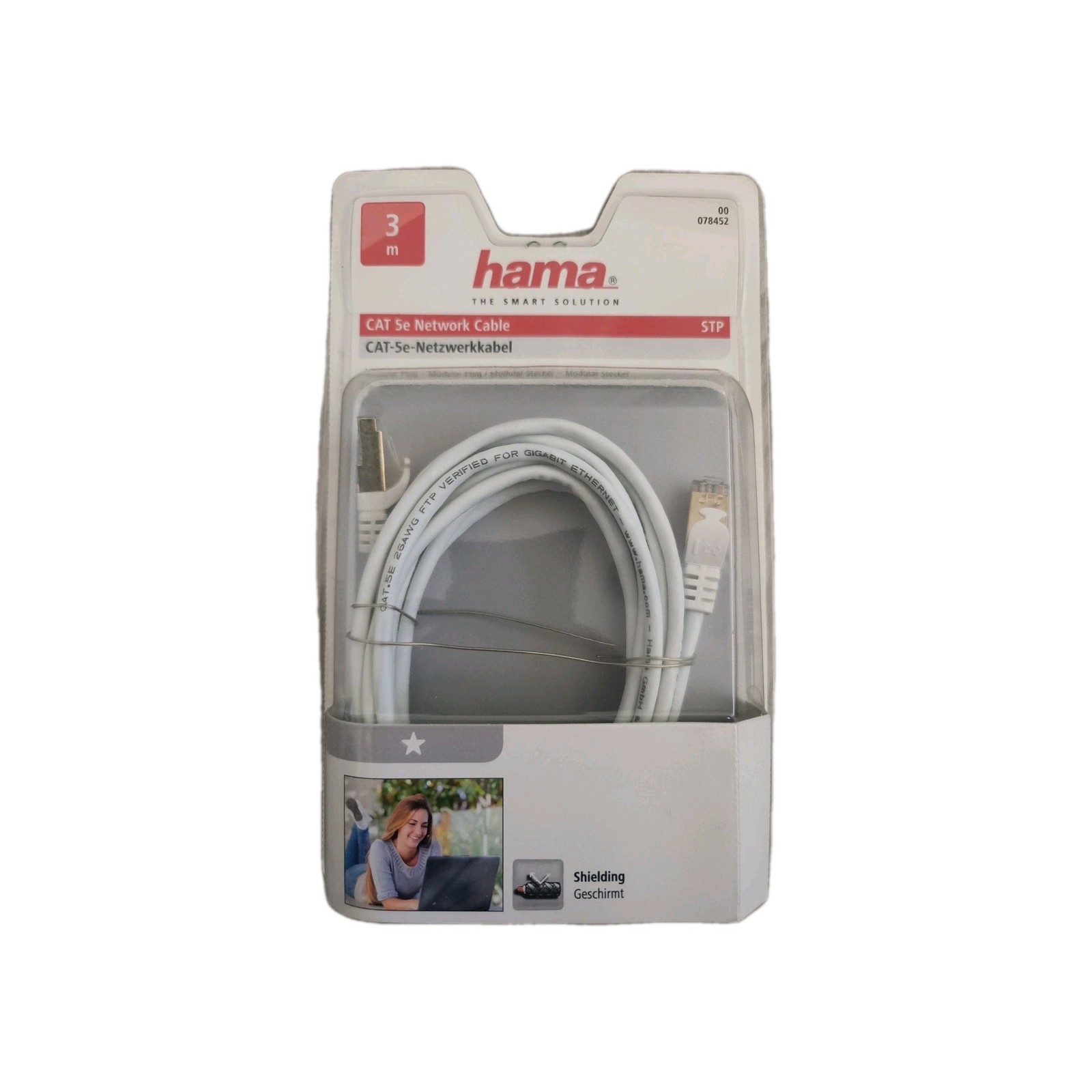 Hama CAT-5e network cable 3.0m STP patch cable gold-plated Gigabit Ethernet White