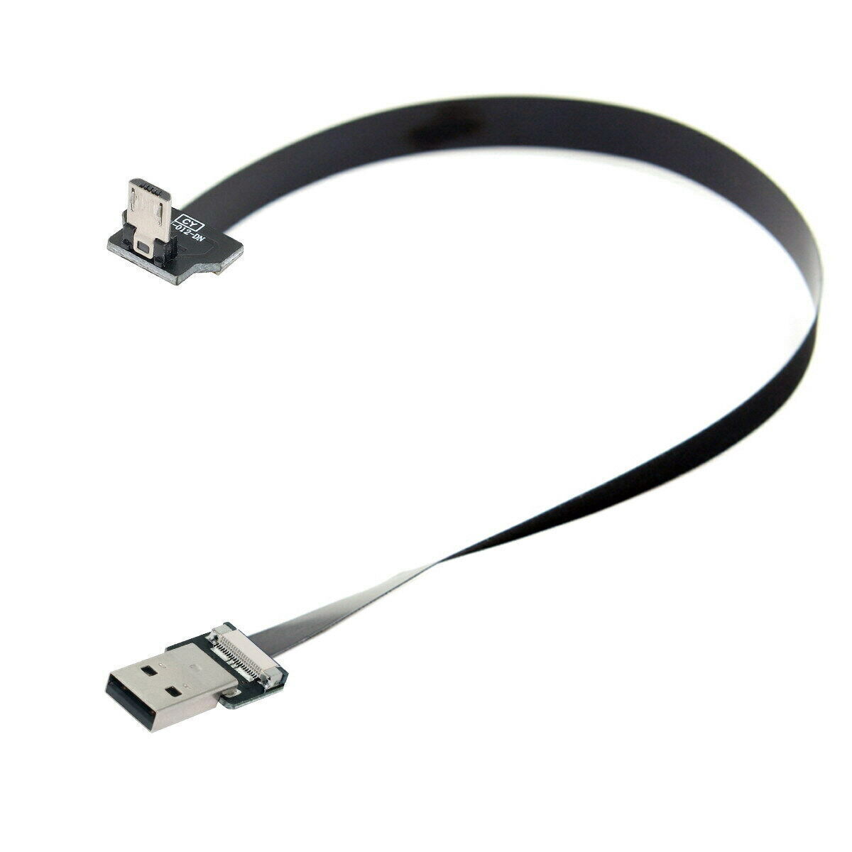 Down Angled USB 2.0 Type-A Male to Micro USB 5Pin Male Data Flat Slim FPC Cable