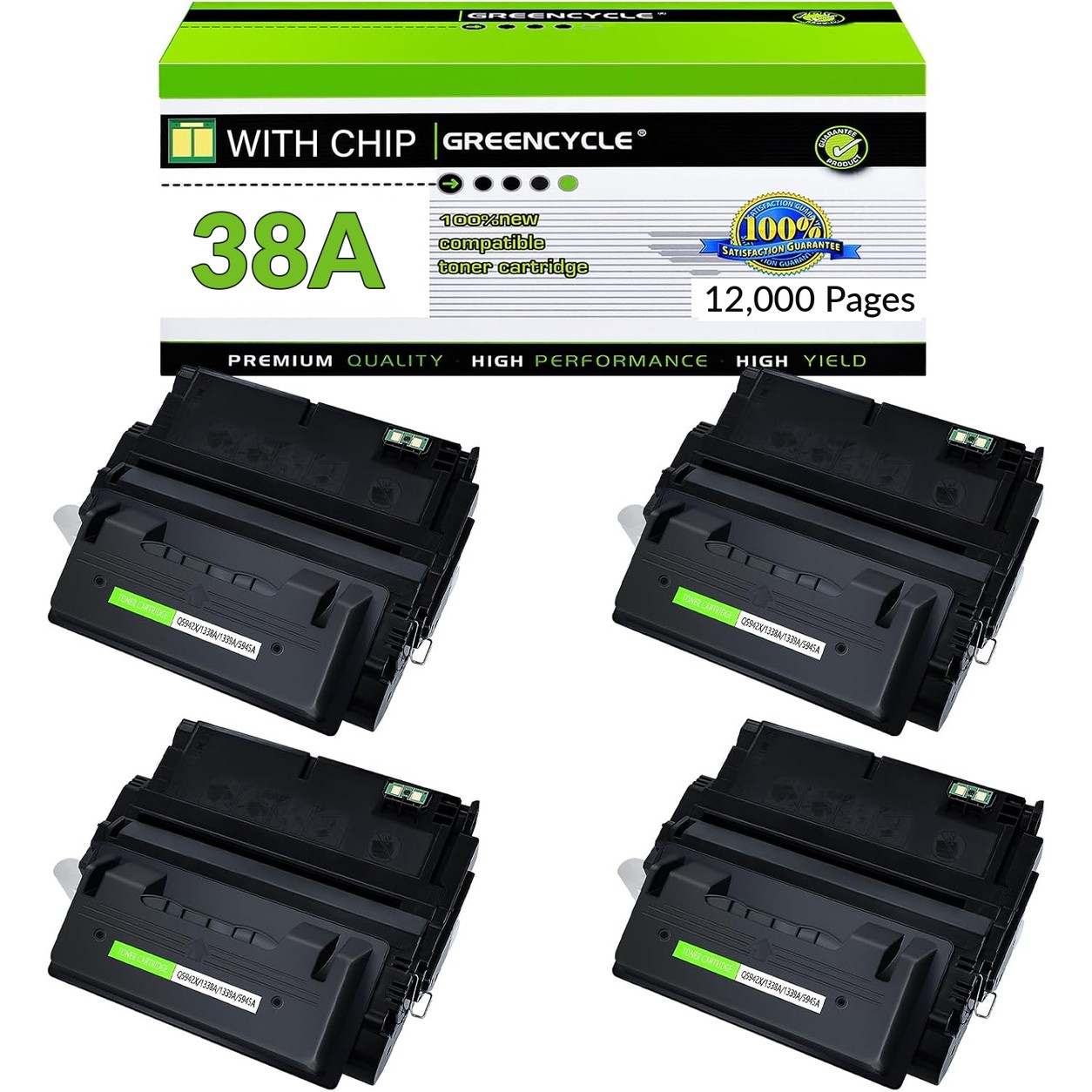 4PK Q1338A 38A Toner Cartridge Fits for HP LaserJet 4200tn 4200L 4200Ln Printer