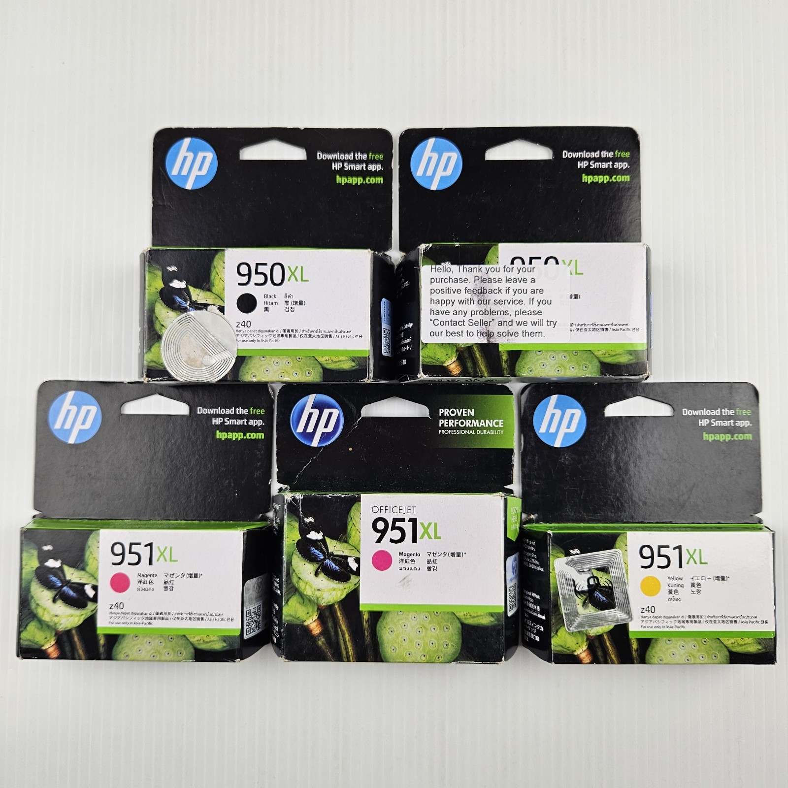 Genuine HP 950XL & 951XL Ink Cartridge Bundle 5 Pack Black Yellow Magenta x2