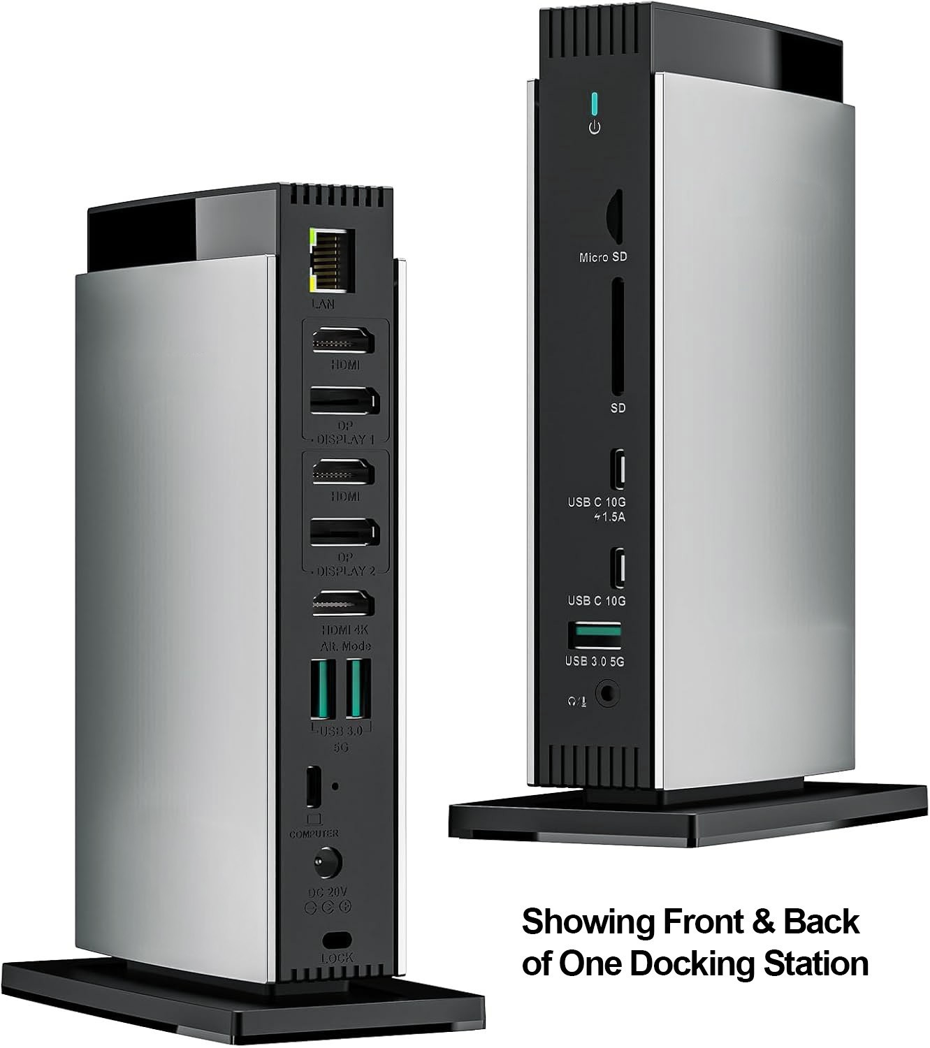 Docking Station for 3 Monitors - DisplayPort/HDMI/USB/RJ45/Audio/Data Card/PD