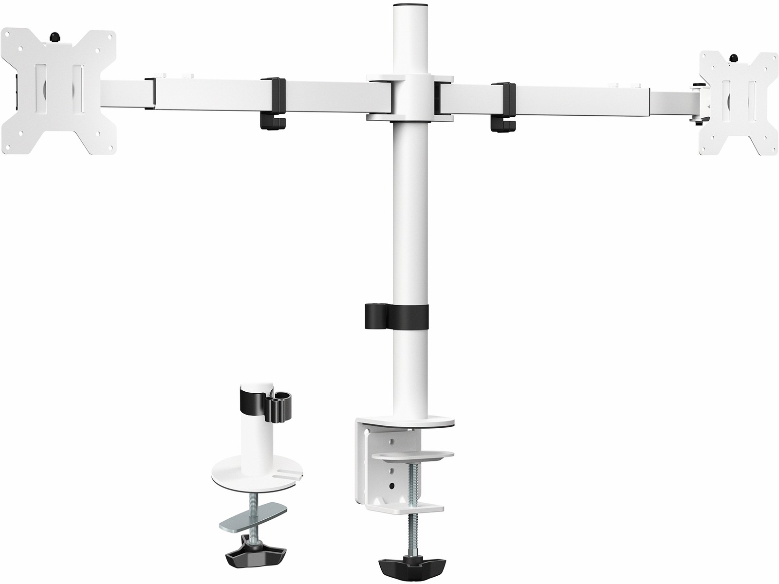 VIVO White Telescoping Dual Ultrawide 27" to 38" Monitor Heavy Duty Desk Mount