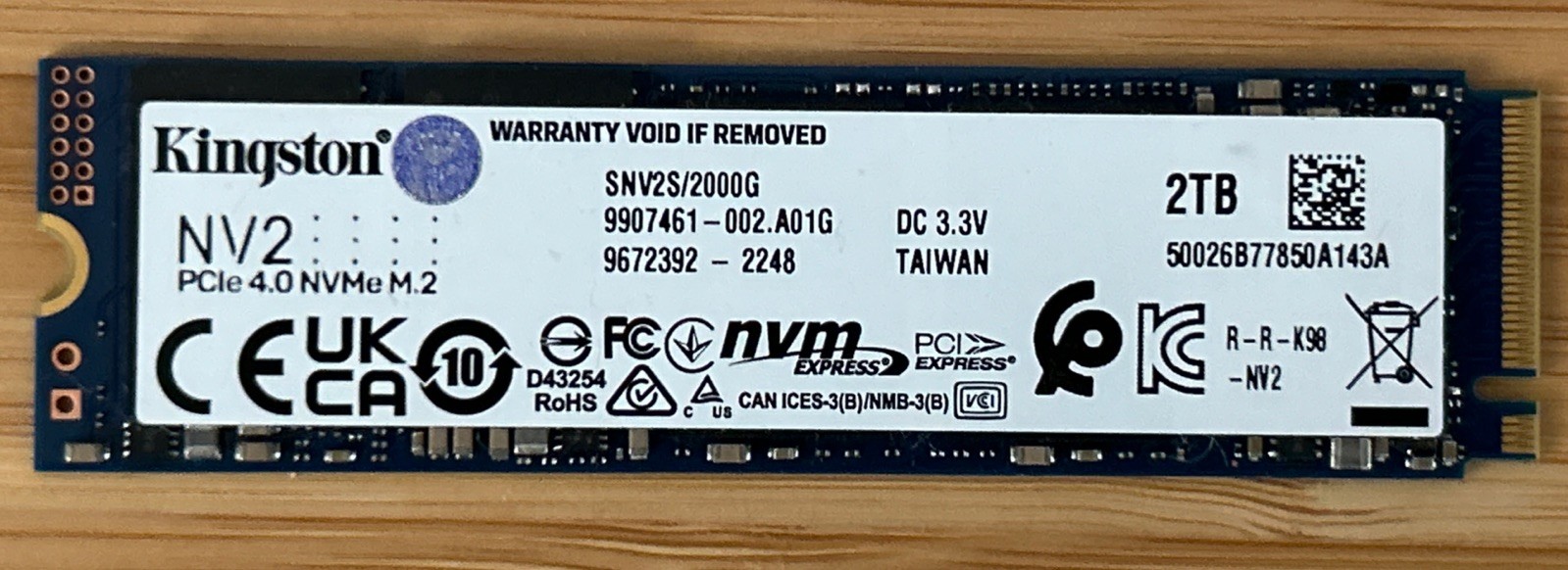 Kingston NV2 2TB M.2 NVMe Internal SSD (SNV2S/2000G) 99% Health *CDI INCLUDED*
