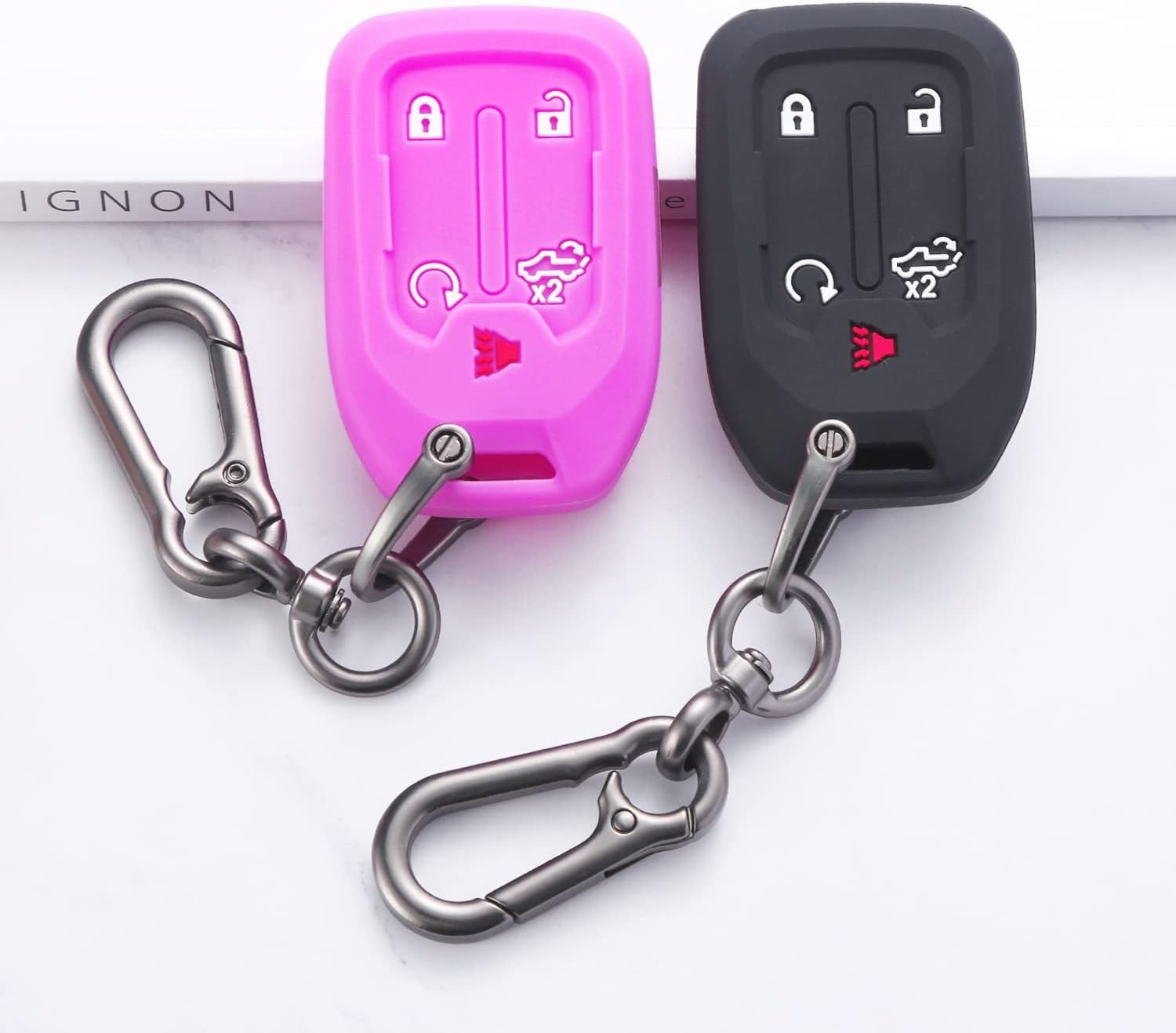 TANDRIVE 2PCS Silicone Smart Key Fob Case Cover for 2023 2PCS, black, purple 