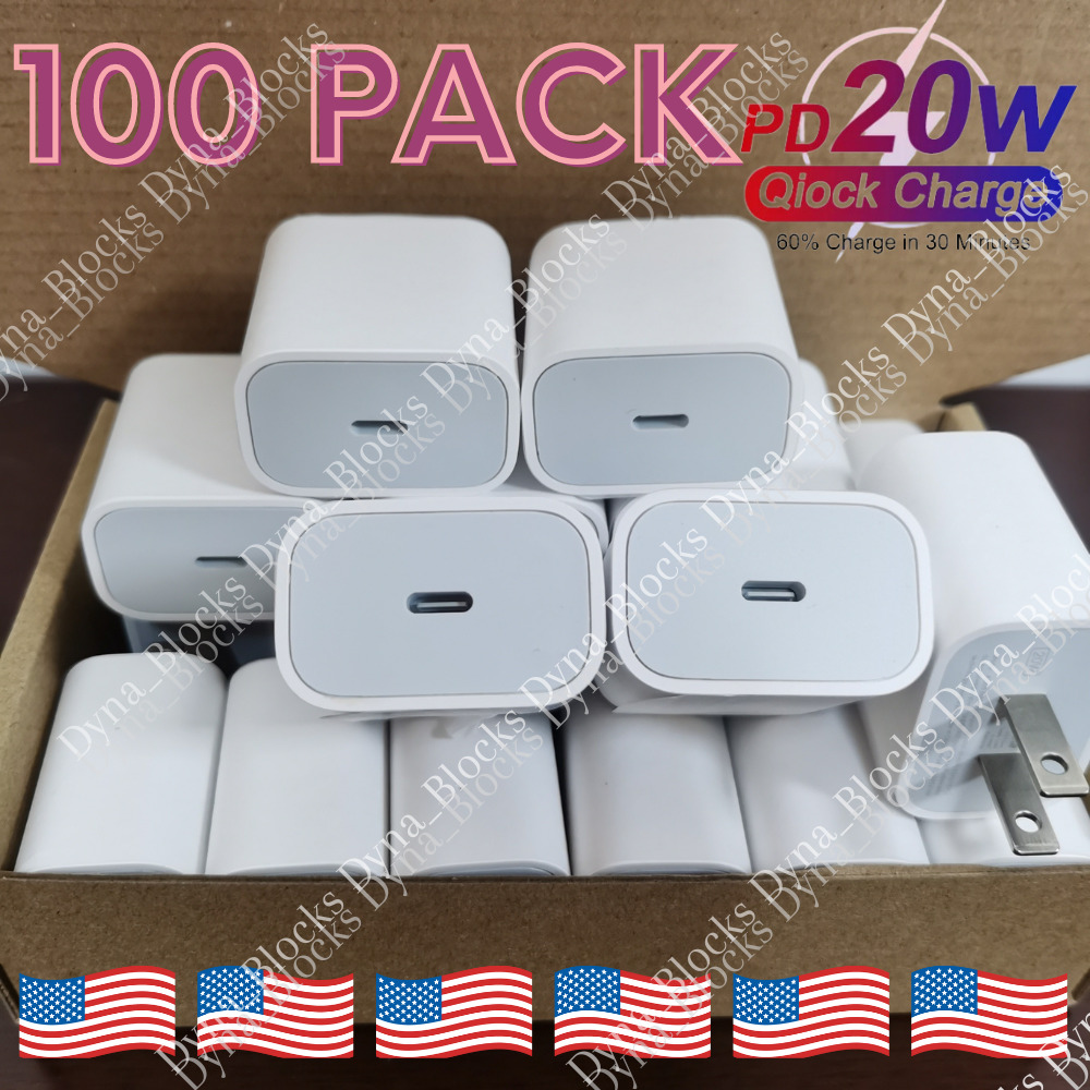 100X 20W USB-C PD Power Adapter Fast Charger For iPhone 15 14 13 12 11 X Samsung