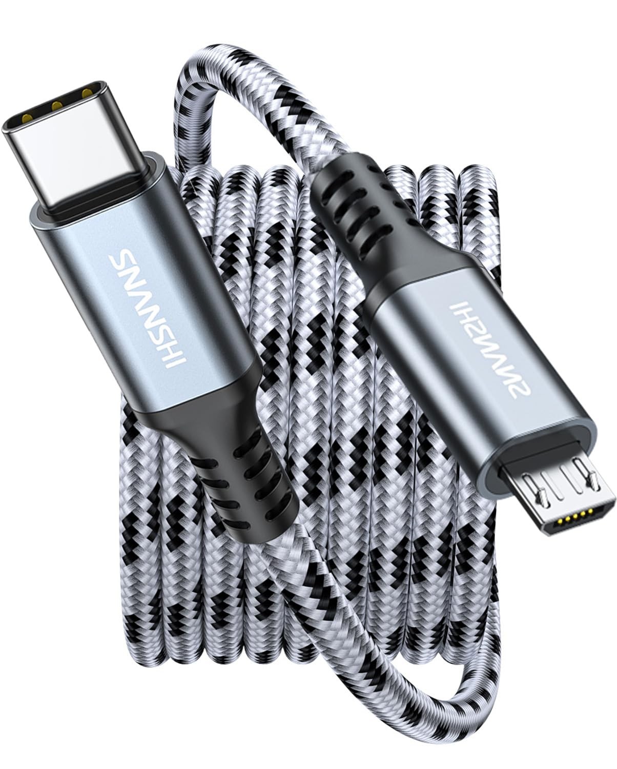 SNANSHI USB C to Micro Cable 6.6FT – Charge Ring Doorbell 6FT, Black