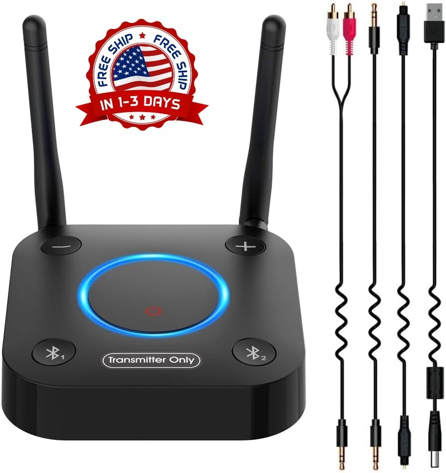 Transmisor Bluetooth 5.2 para TV a auriculares/altavoces inalámbricos negro NEW