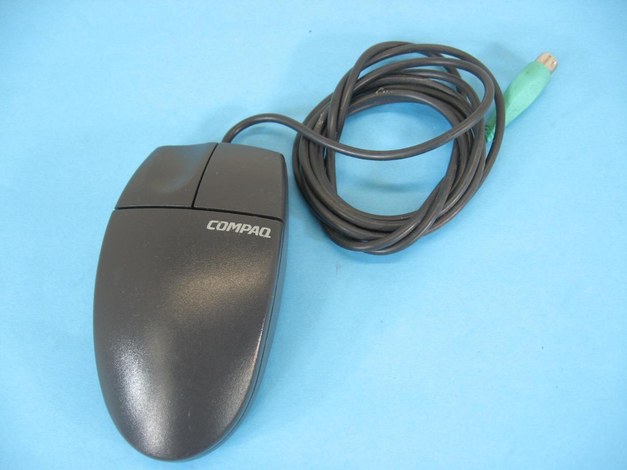 Compaq Logitech S34 PS/2 Two Button Wired Ball Mouse Cleaned Tested Black
