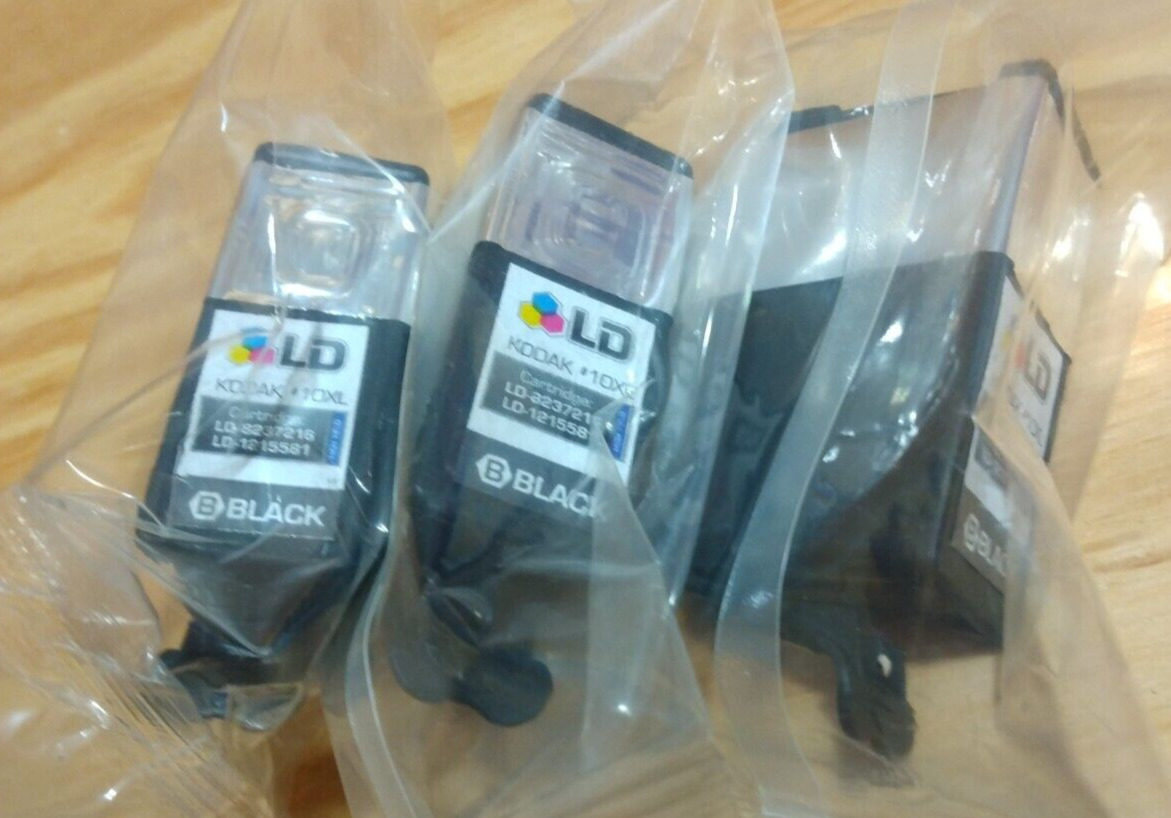 Lot of 3 LD Black Ink Cartridges for Kodak (#10XL Replacement) [Free Shipping]