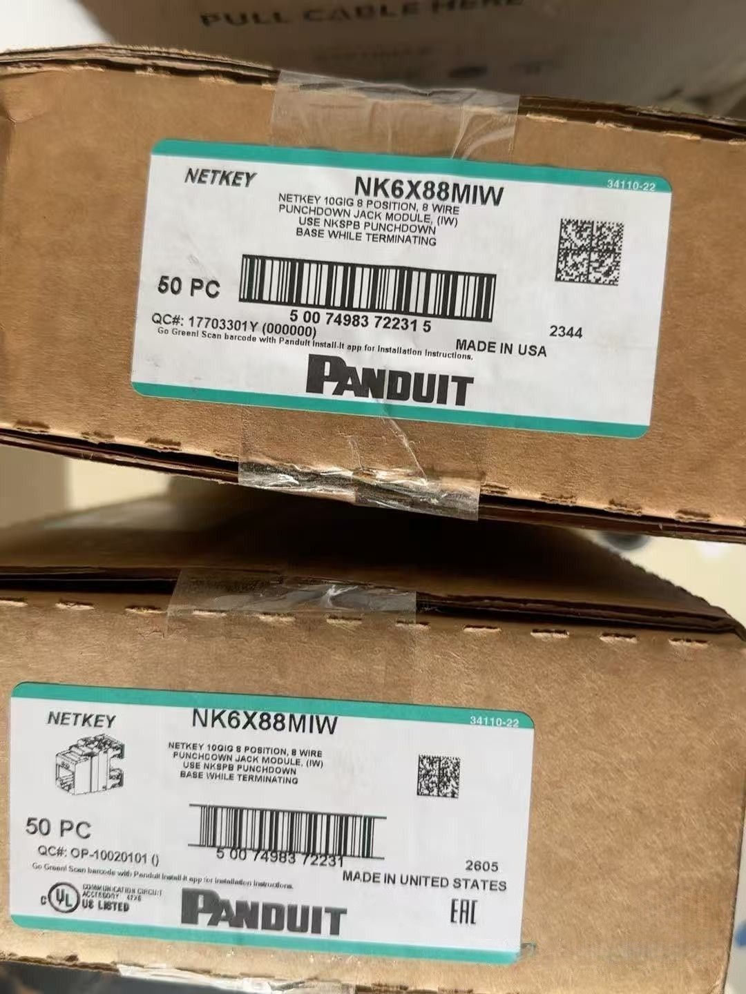 Panduit NetKey NK6X88MIW Cat6a Keystone Jack White Module (Qty 50) 