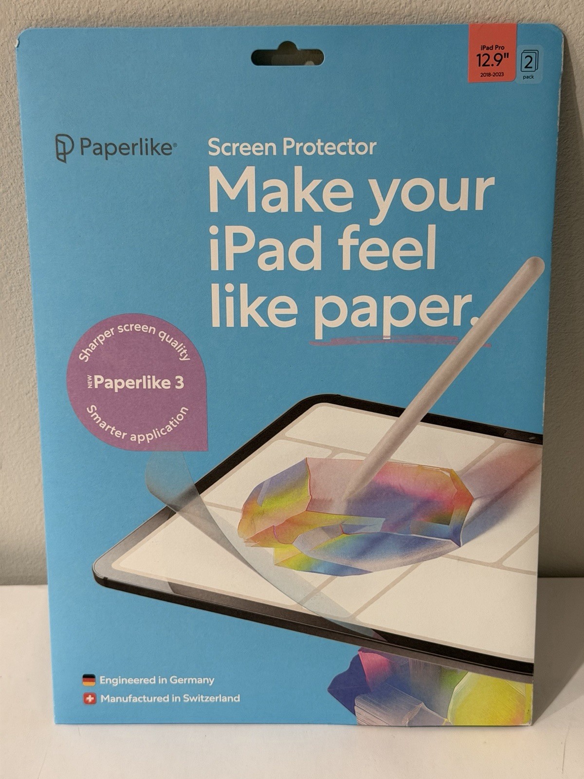 Paperlike 3 Screen Protector for Apple iPad Pro 12.9" Clear Anti-Scratch 2 Pack