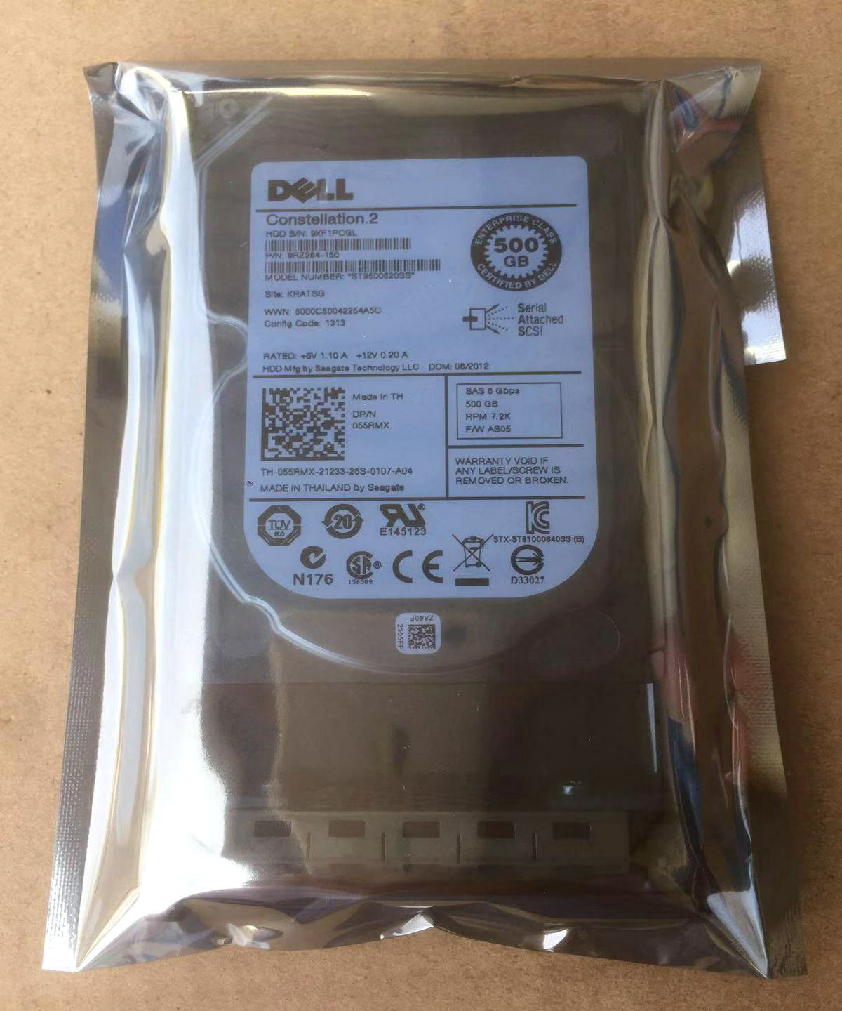 Dell 500GB 6G SAS 7.2K 2.5'' SFF Enterprise Server Hard Drive 055RMX 55RMX