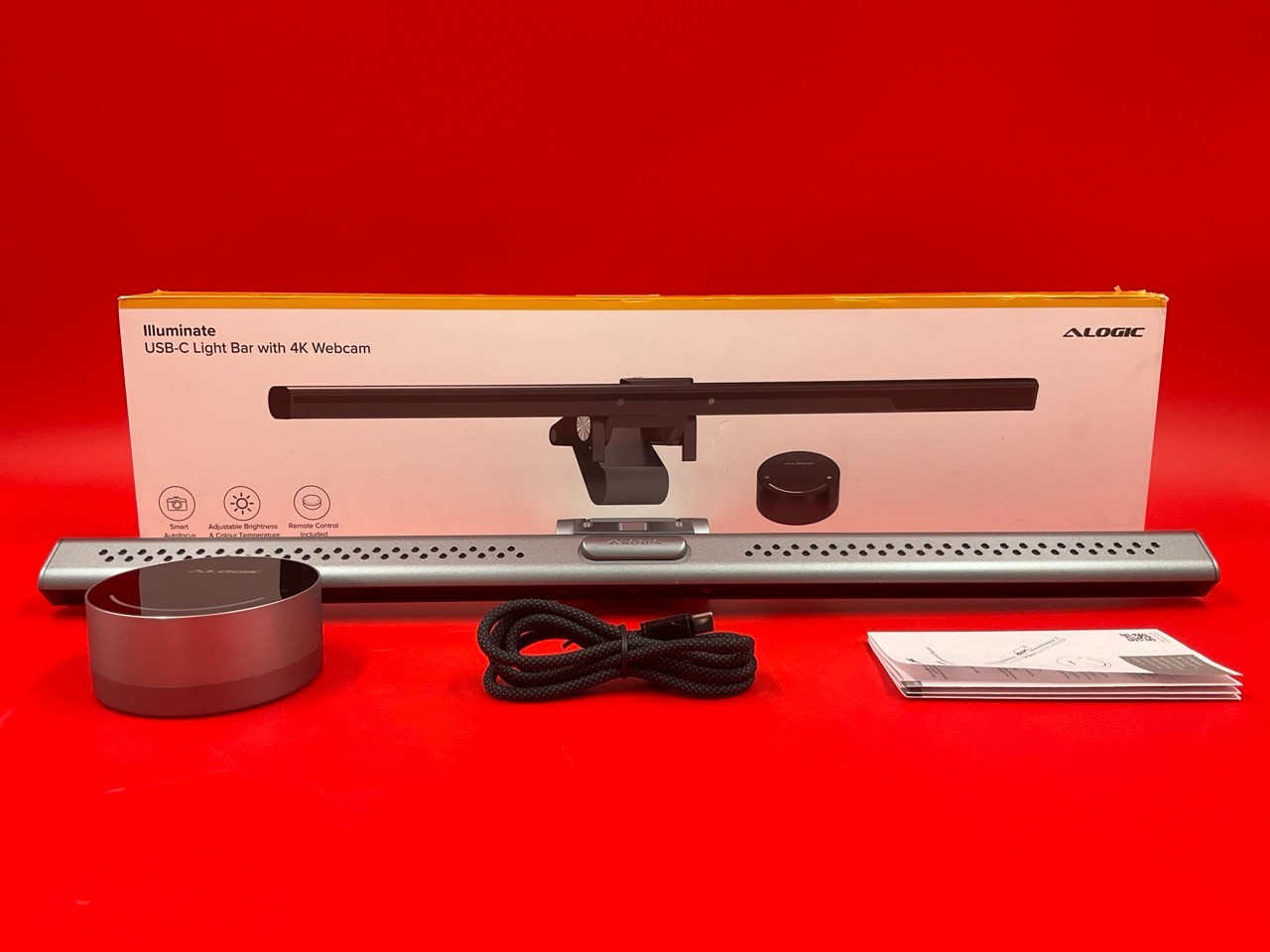 ALOGIC Illuminate Light Bar with Webcam 4K ALCMILSGR 💚❤️💚❤️💚❤️ OPEN BOX