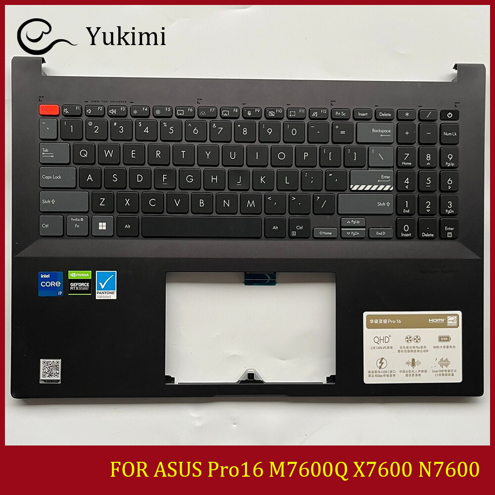 FOR ASUS Pro16 M7600Q X7600 N7600 Black C Shell Cover Upper Palmrest Keyboard