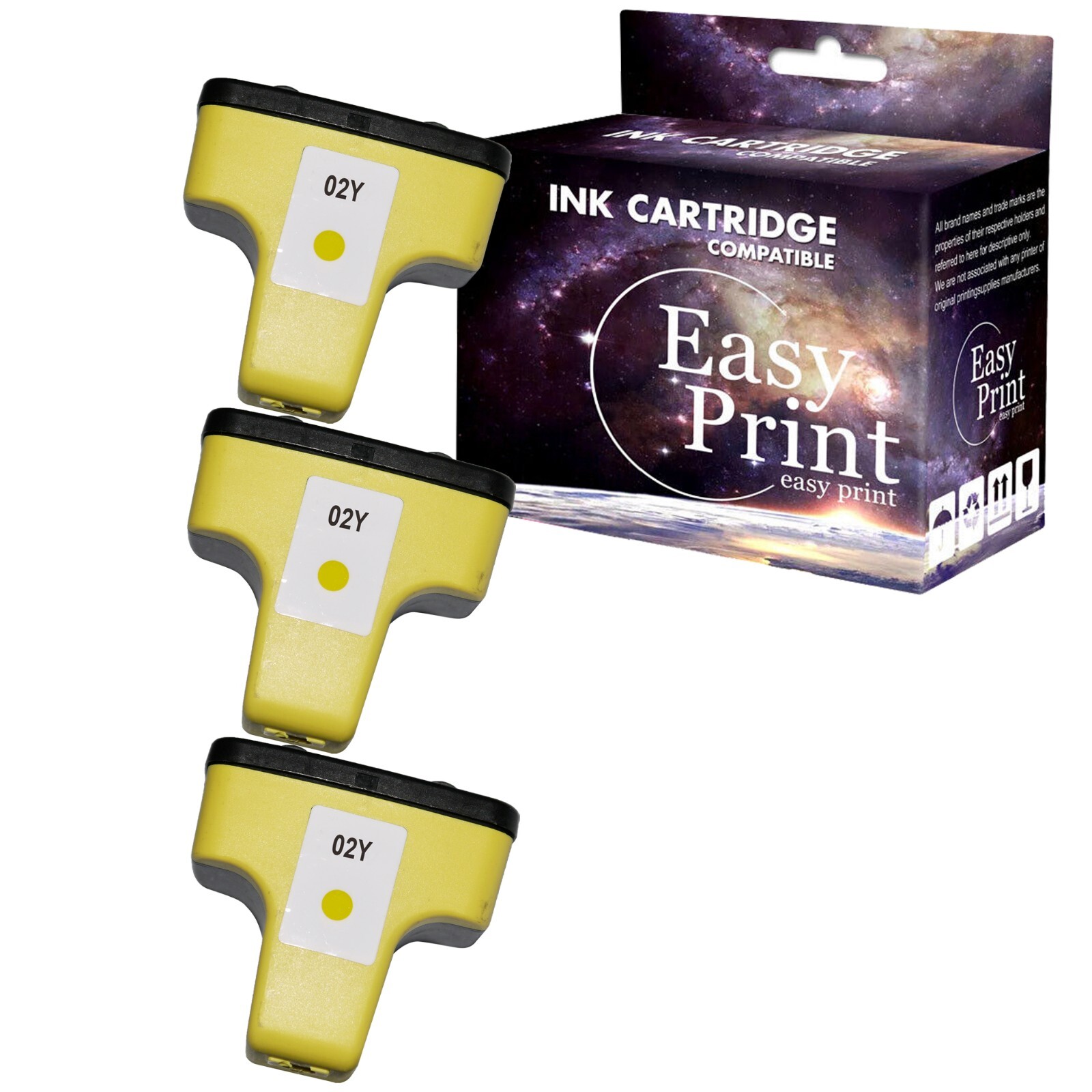 3PK replace for HP02 Ink Cartridge for PhotoSmart 3108 3210 D6100,3xYellow