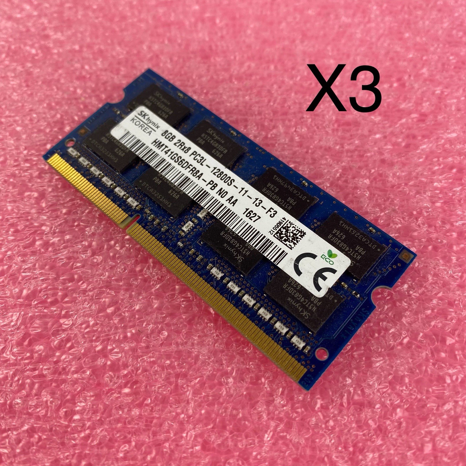 SK Hynix 8GB DDR3 PC3L-12800S Laptop Memory Ram HMT41GS6DFR8A-PB - Lot of 3
