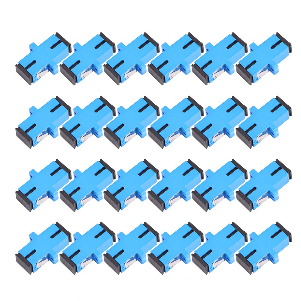 24Pcs Fiber Optic Cable Adapters Durable Blue Plastic with Dust Caps