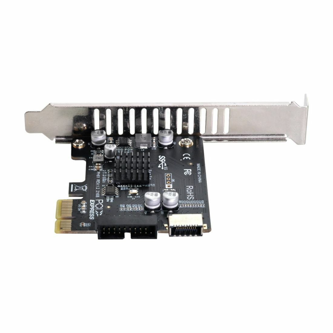 Jimier USB3.1 TypeE Front Panel Socket & USB2.0 to PCI-E 1X Express Card Adapter