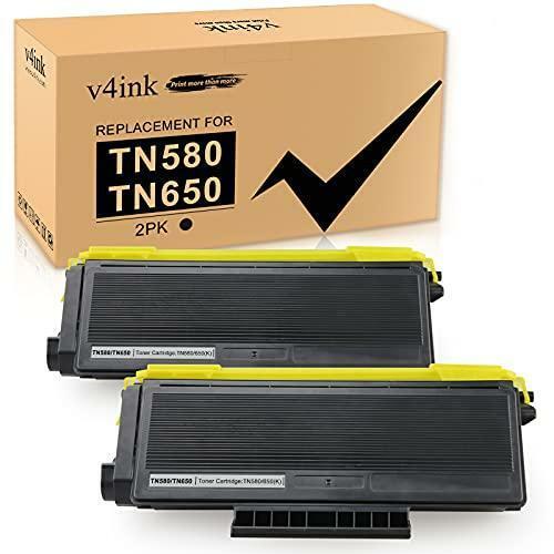 V4INK 2PK Compatible TN-650 Toner Cartridge Replacement for Brother TN580 TN650