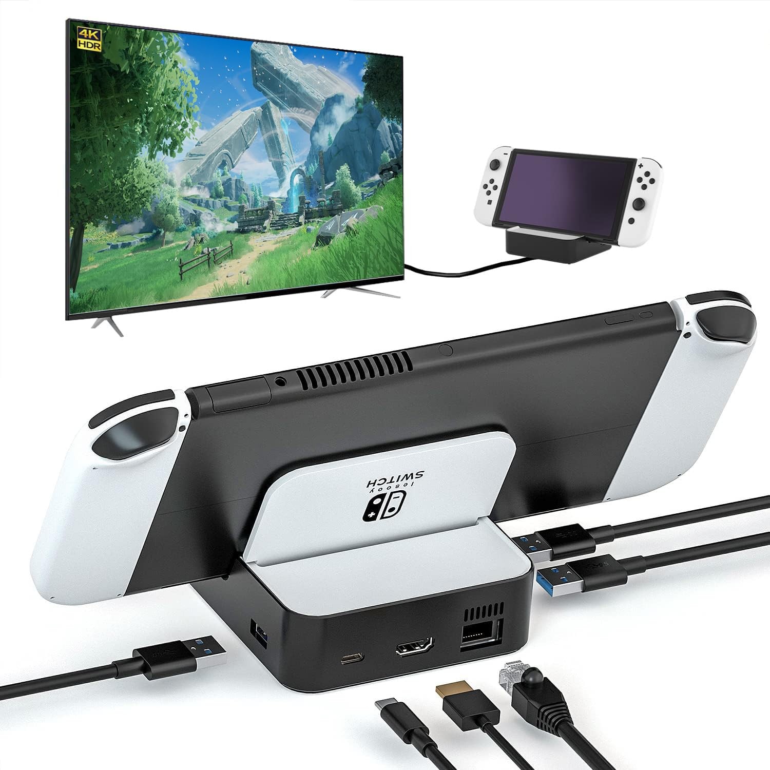 TV Docking Station for Nintendo Switch/Nintendo Switch OLED Model, 6-in-1 Swi...