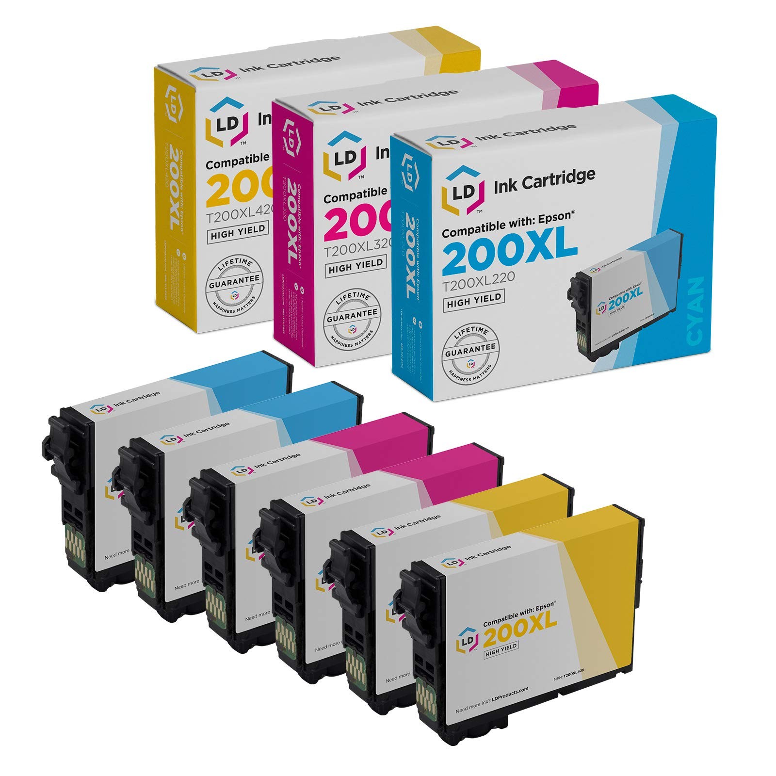 LD 6PK Color Replacement for Epson T200XL HY Ink T200XL220 T200XL320 T200XL420