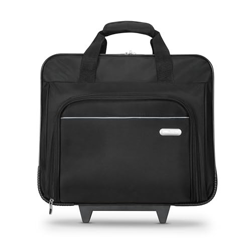 16 Inch Rolling Laptop Case Black Travel Briefcase with Wheels