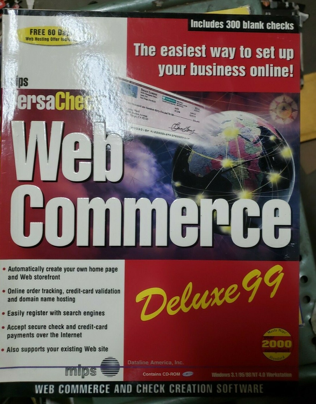 Mips Versa Check Deluxe 99 Software CD-ROM 150 Blank Checks New web commerce 99