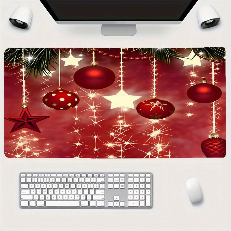 Holiday Christmas Theme Mouse Pad - Red Star Decoration, Material, Cozy Desk M