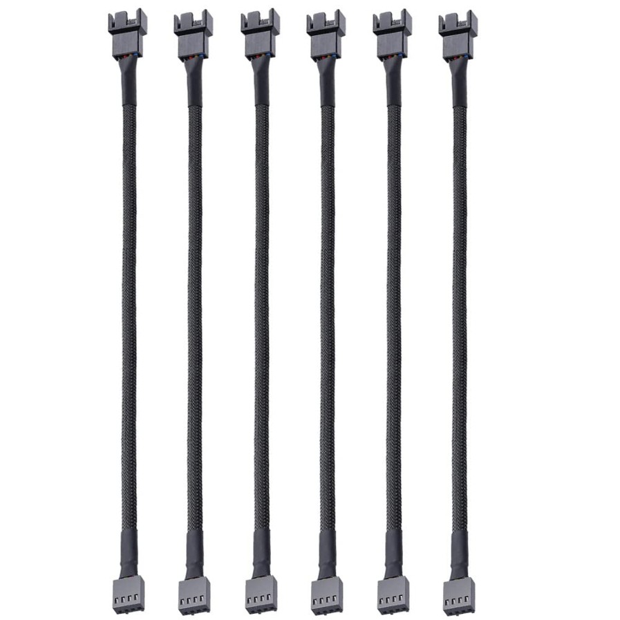 Gebildet 6pcs 4 Pin 26cm PWM Fan Extension Power Cable Connector Case Male to Fe