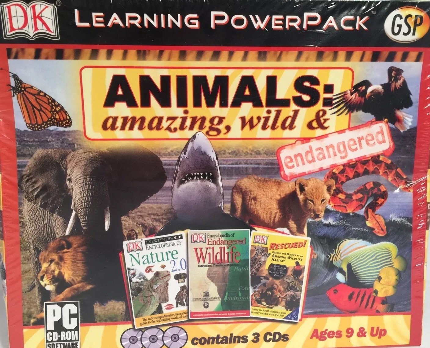 Animals: Amazing Wild & Endangered Learning PowerPack Windows 95/98/XP 3CD's NIB