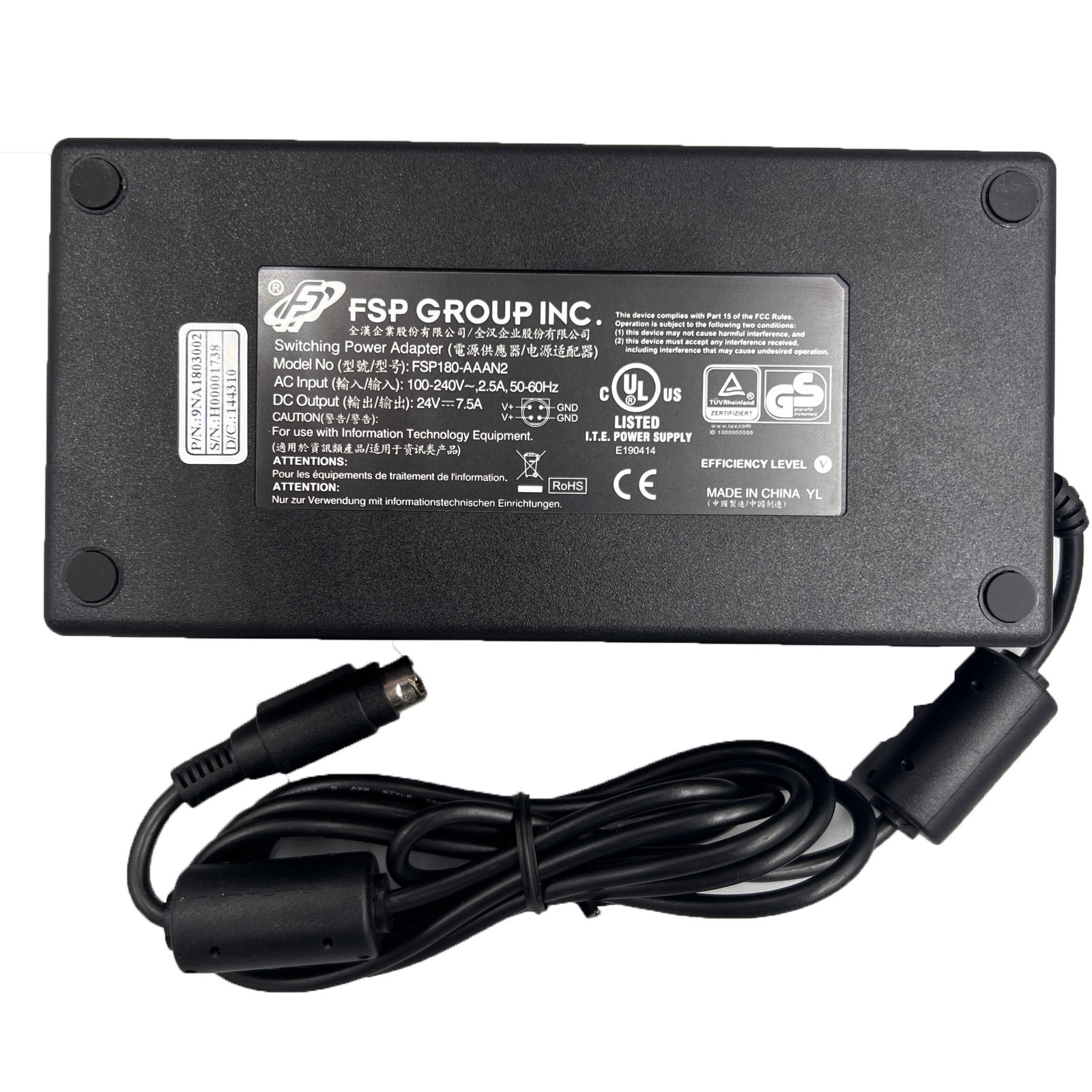 Original FSP 180W 24V 7.5A Power Supply FSP180-AAAN2 4-Pin Adapter Charger