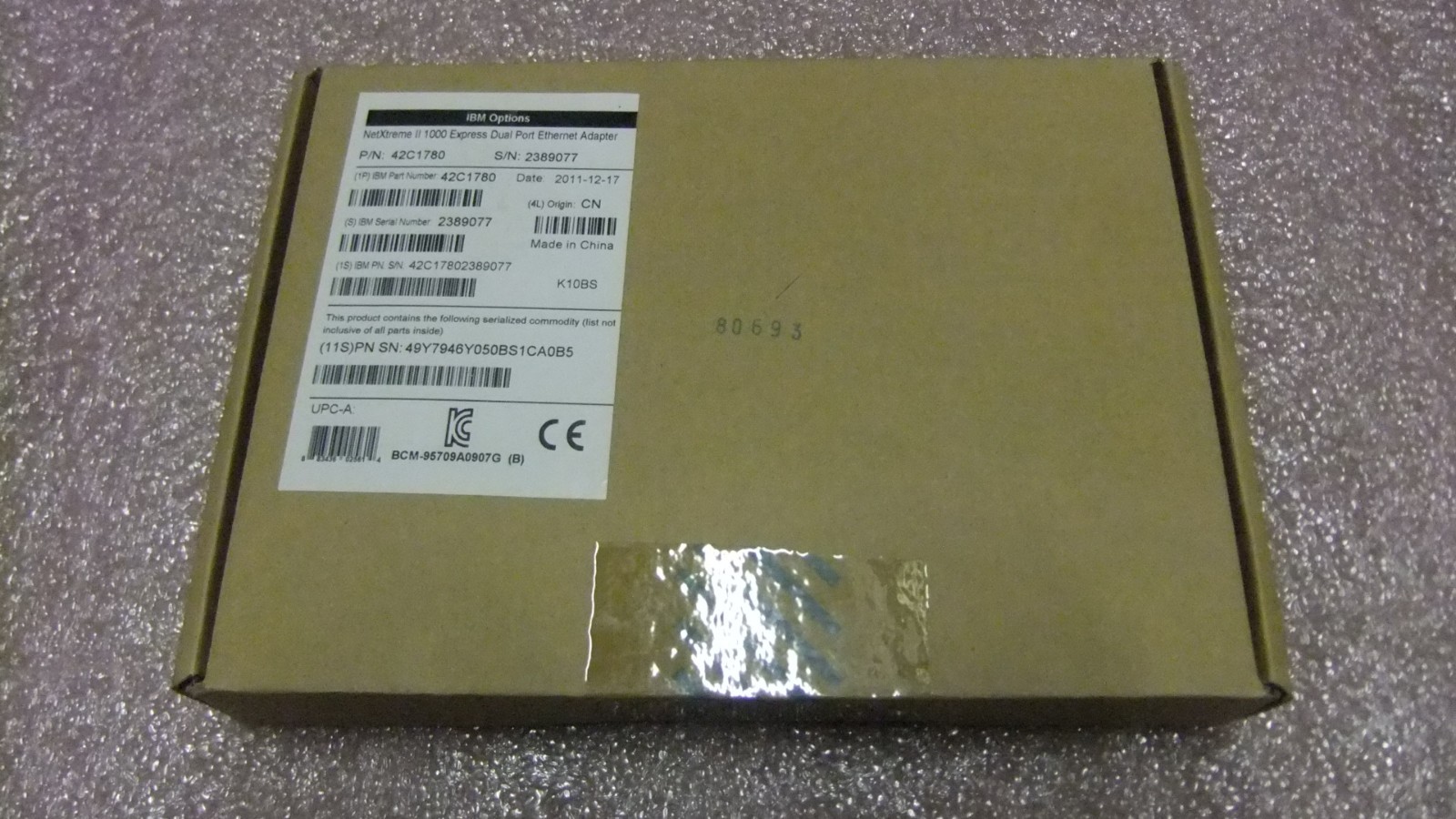 42C1780 New SEALED IBM NetXtreme II 1000 Express Dual-Port Ethernet Adapter