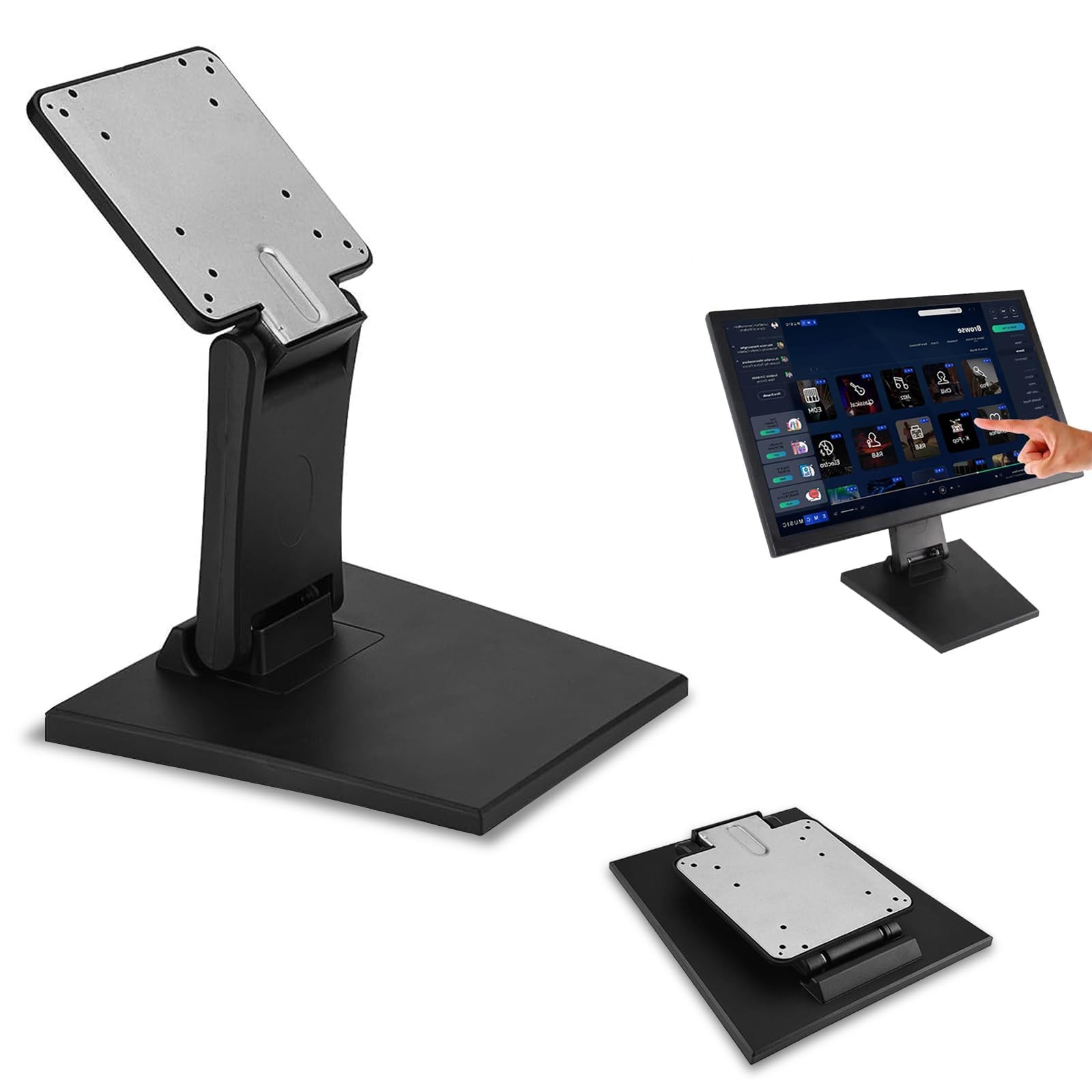 Lay Flat Monitor Stand Adjustable Folding Metal Mount VESA 75x75mm 100x100mm