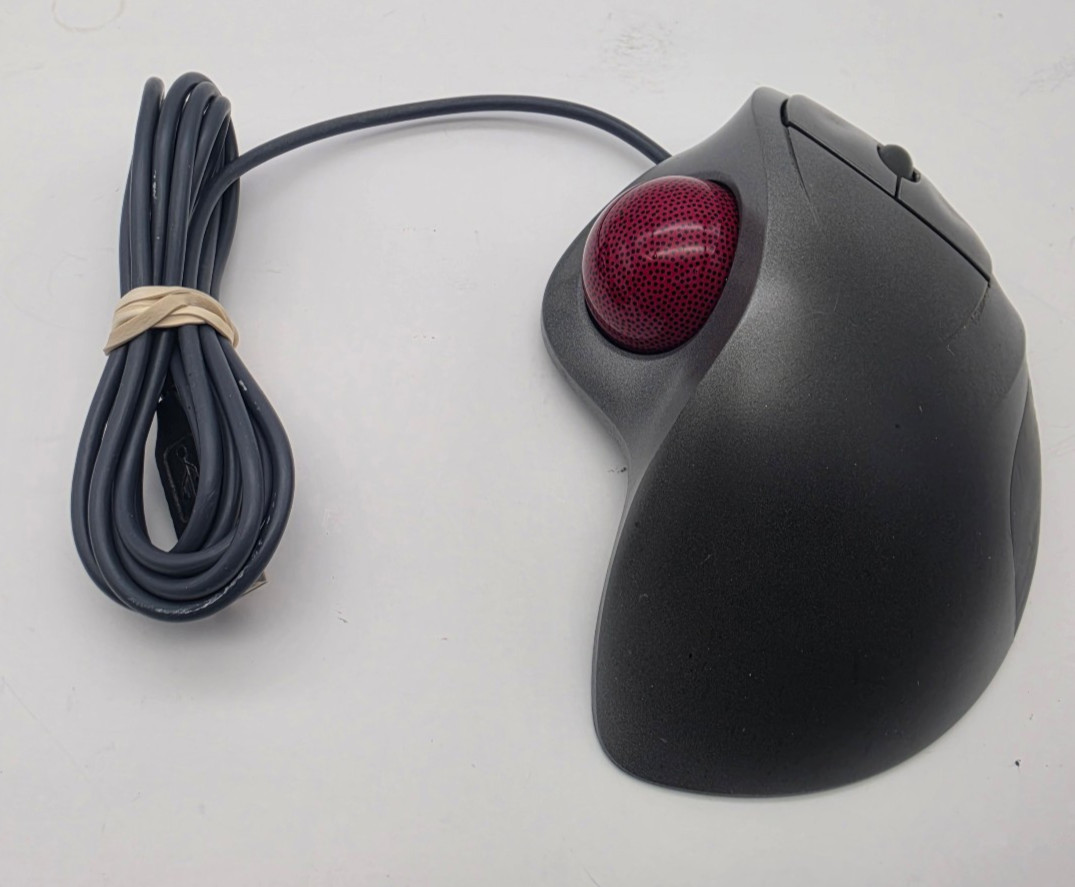 Logitech TrackMan Wheel Mouse USB Optical Trackball Mouse Silver T-BB18