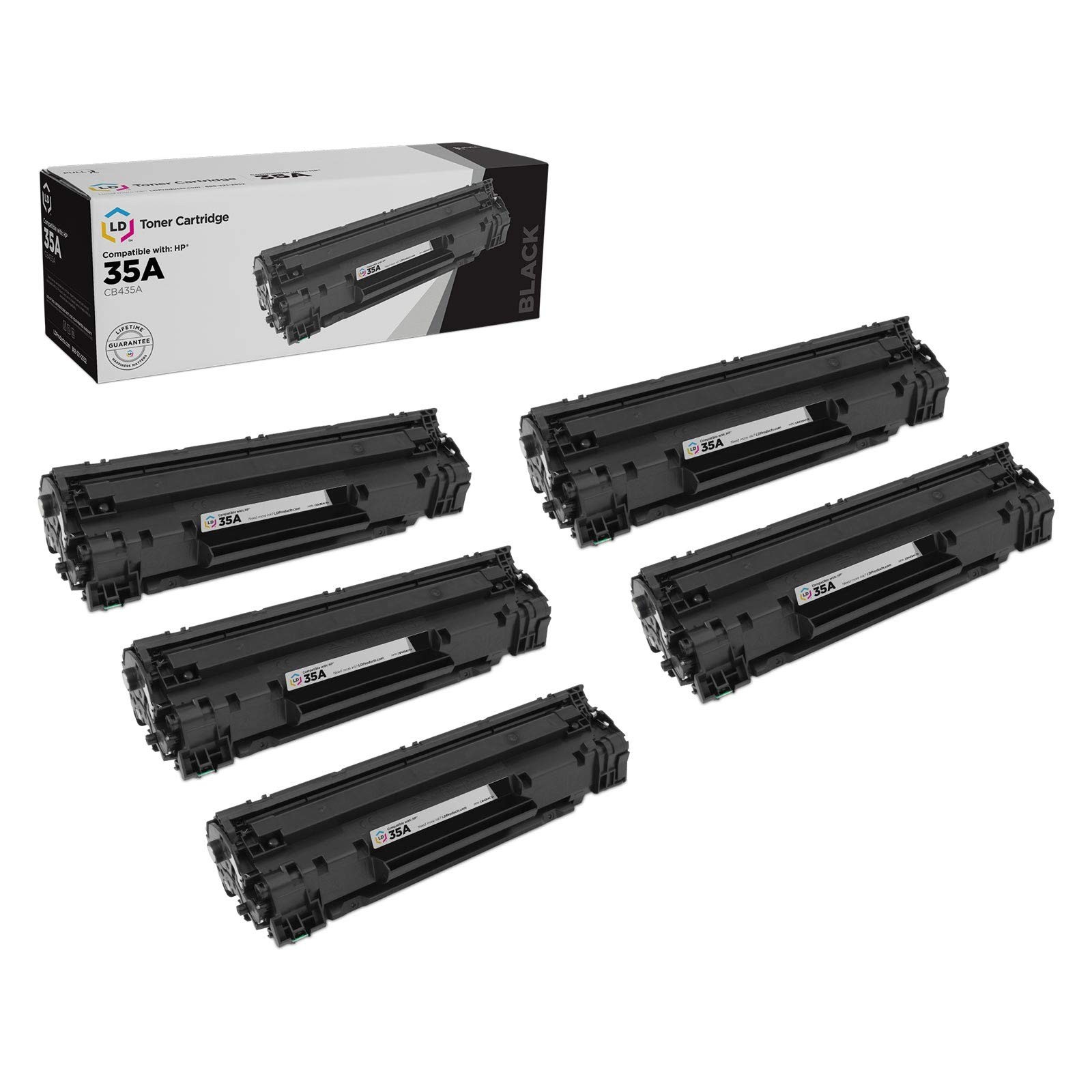 Compatible Toner Cartridge Replacements for HP 35A CB435A (Black, 5-Pack)