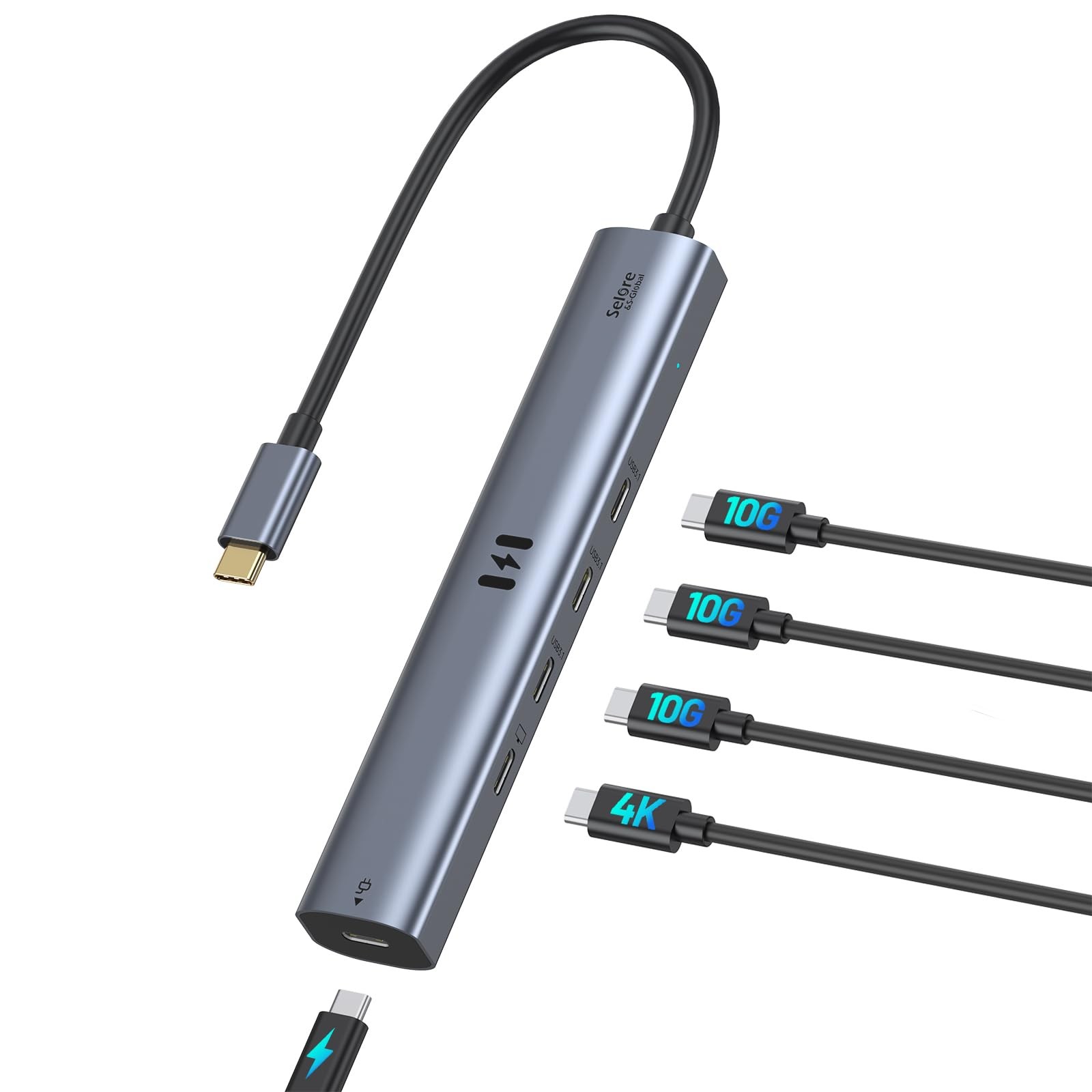 10Gbps USB C Hub with 4K@60Hz Video Display, Selore 5 Ports USB-C Splitter, C...