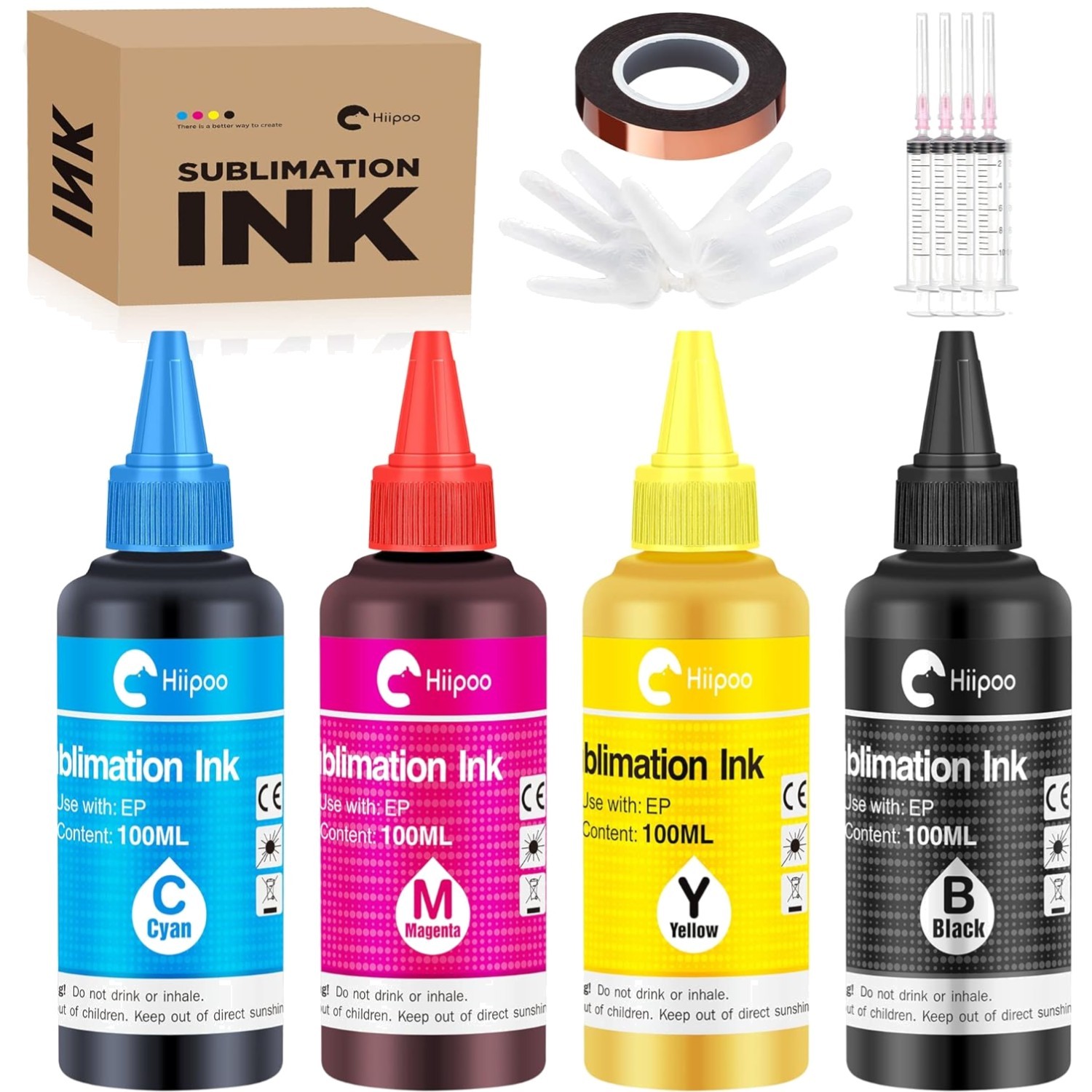 Vibrant Sublimation Ink Bottles with Heat Tape - DIY Bundle
