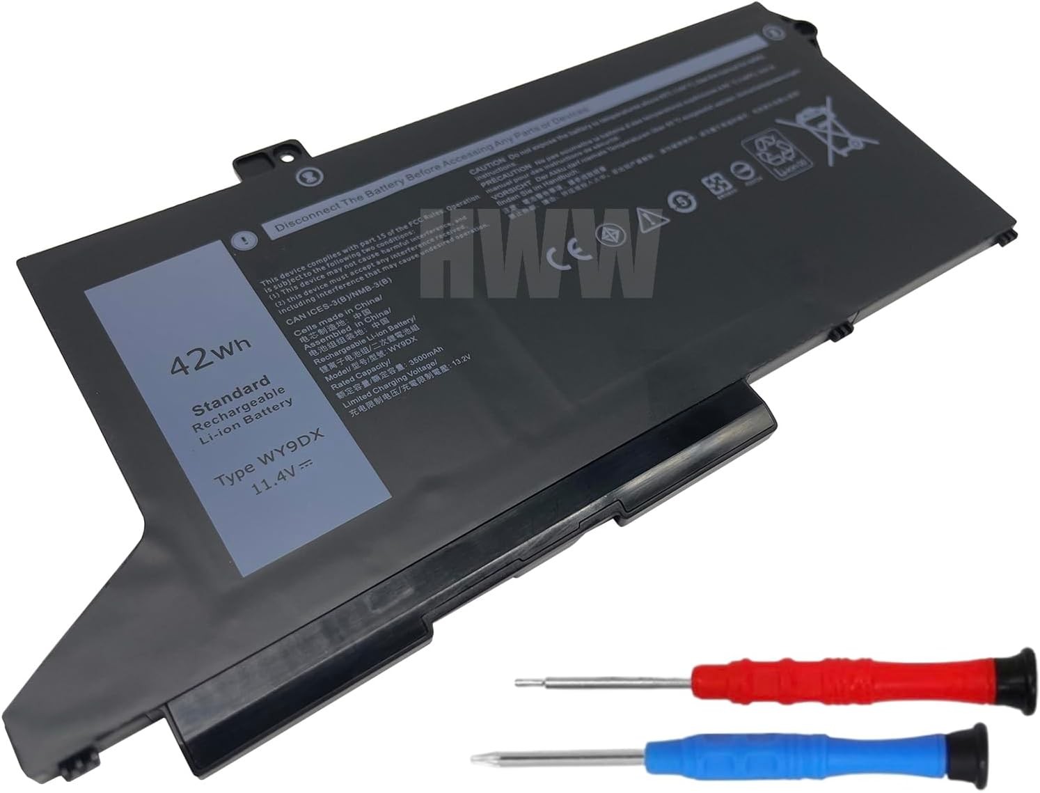 HWW New 11.4V 42Wh WY9DX Battery Compatible with Dell Latitude 5420 5520 RJ40G